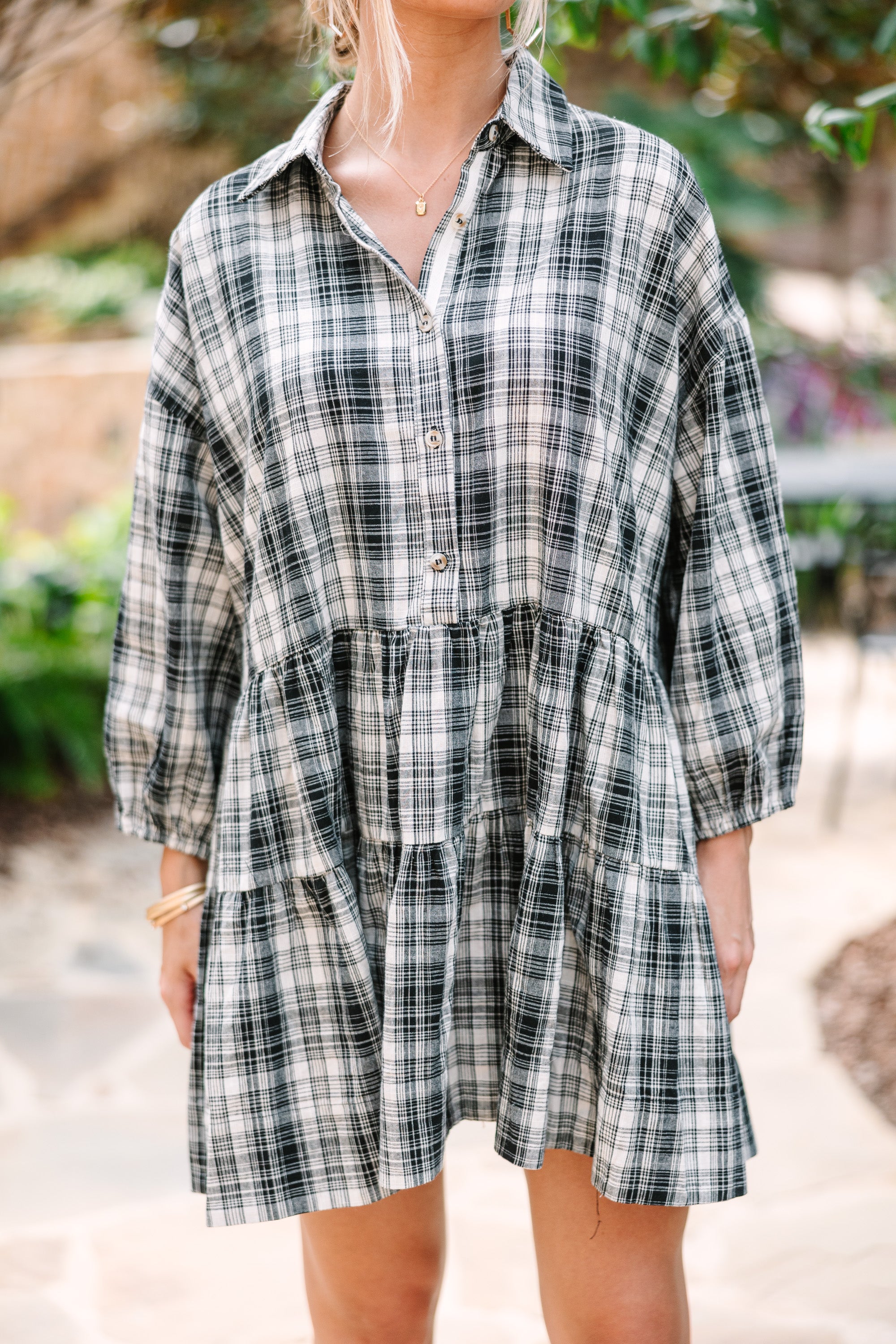 CHIRNAISHOP - Give You Everything Black Plaid Dress