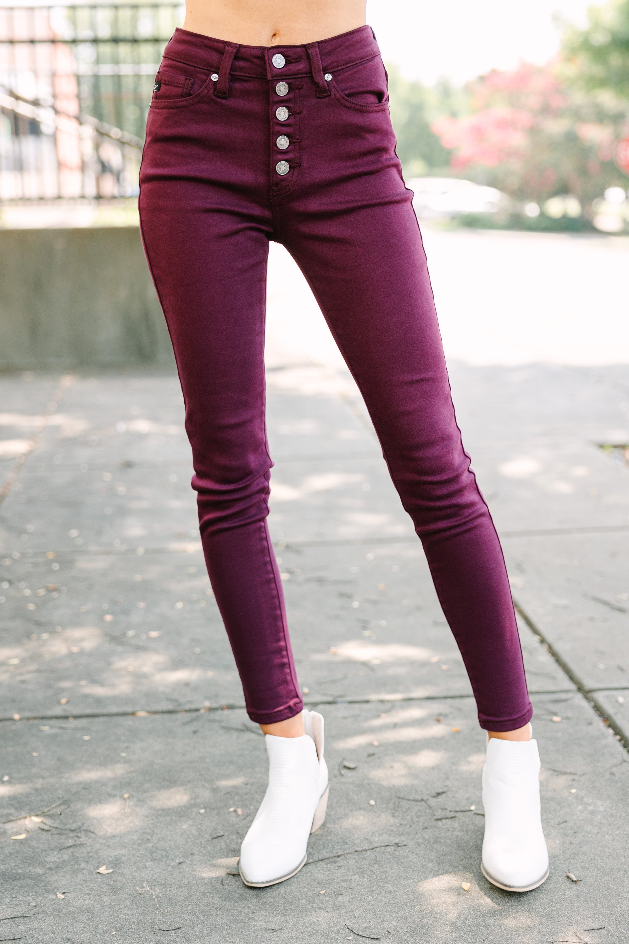 CHIRNAISHOP - KanCan: Just A Dream Burgundy Red Skinny Jeans
