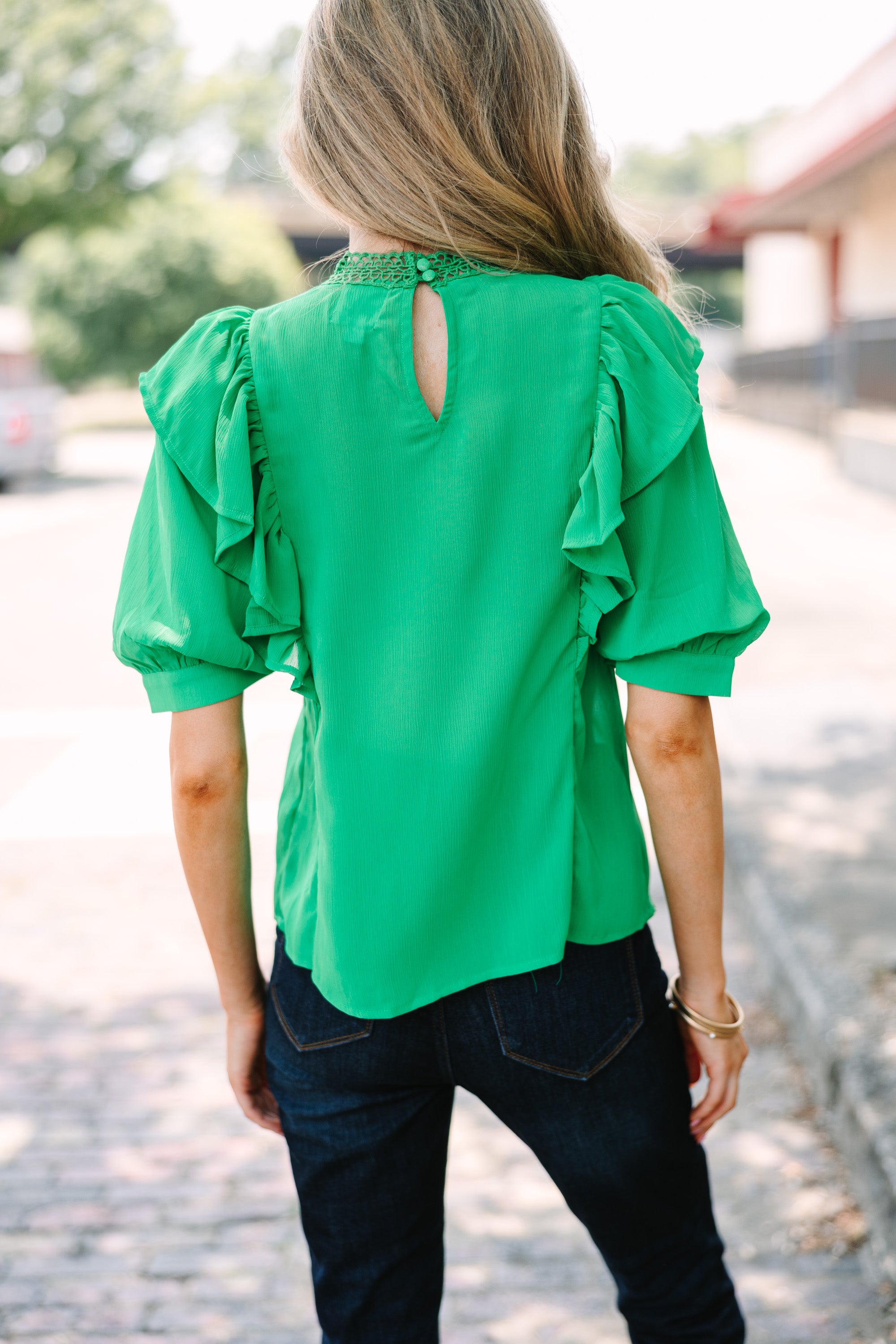 CHIRNAISHOP - Business Woman Special Kelly Green Blouse