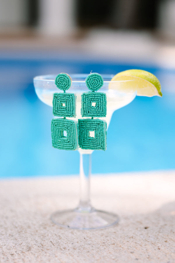 CHIRNAISHOP - Love You Deeply Mint Green Beaded Earrings