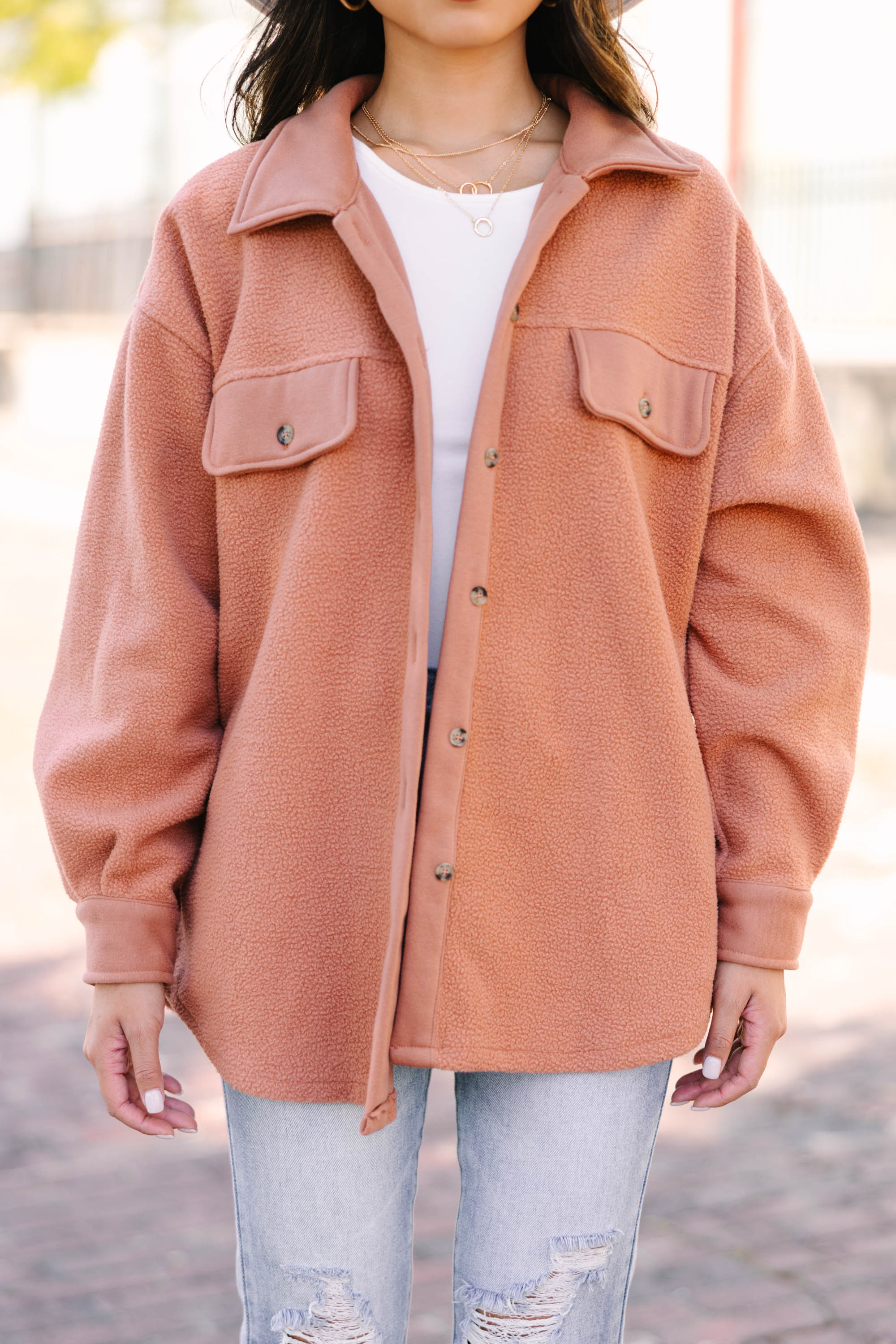 CHIRNAISHOP - Better Than Before Rust Orange Shacket