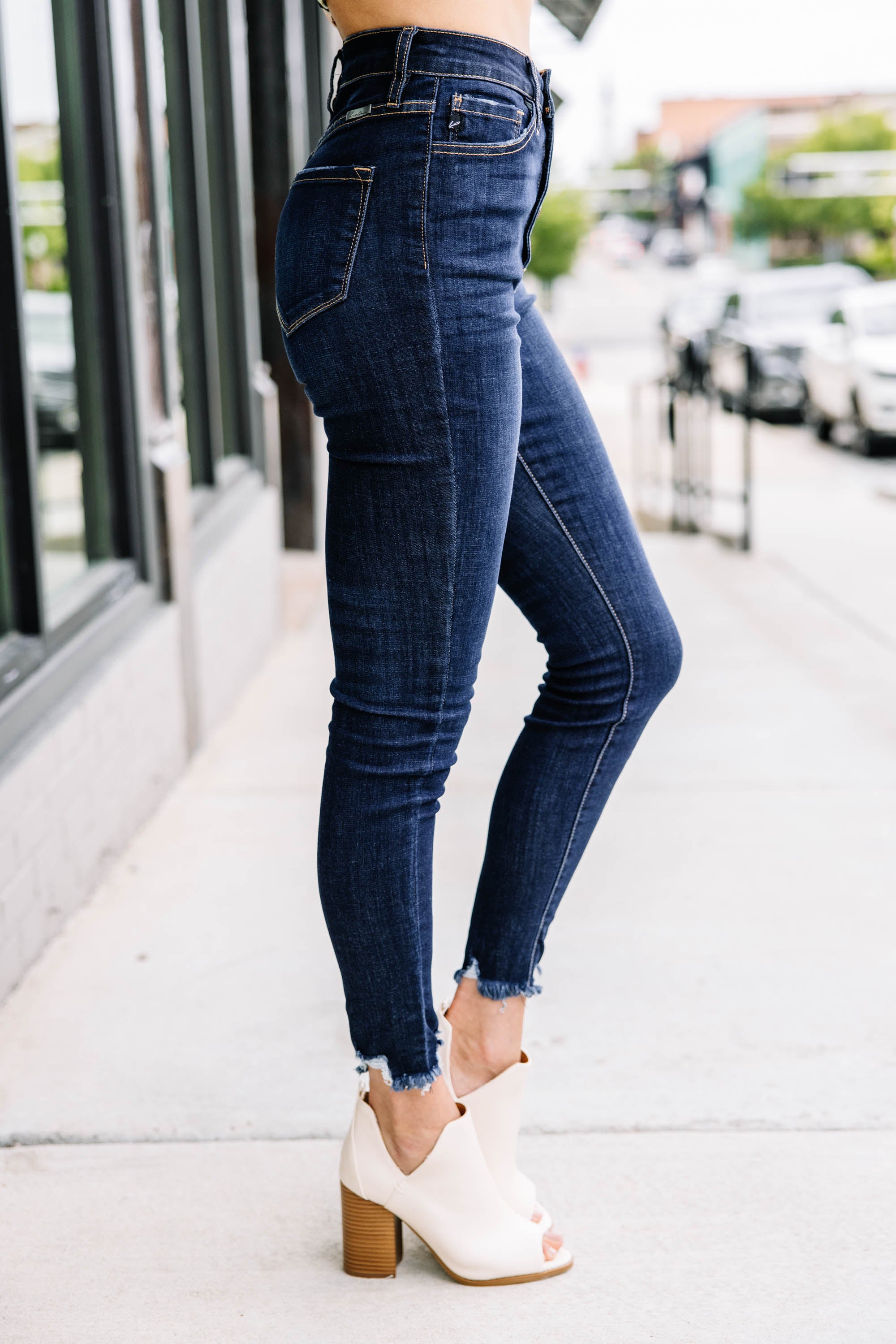 CHIRNAISHOP - KanCan: Going Up Dark Wash High Waist Skinny Jeans