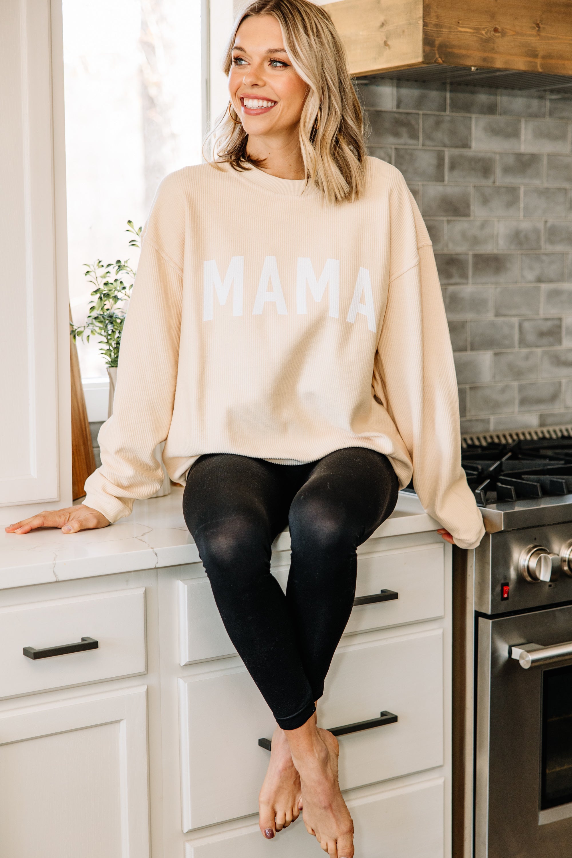 CHIRNAISHOP - Mama Natural Corded Graphic Sweatshirt