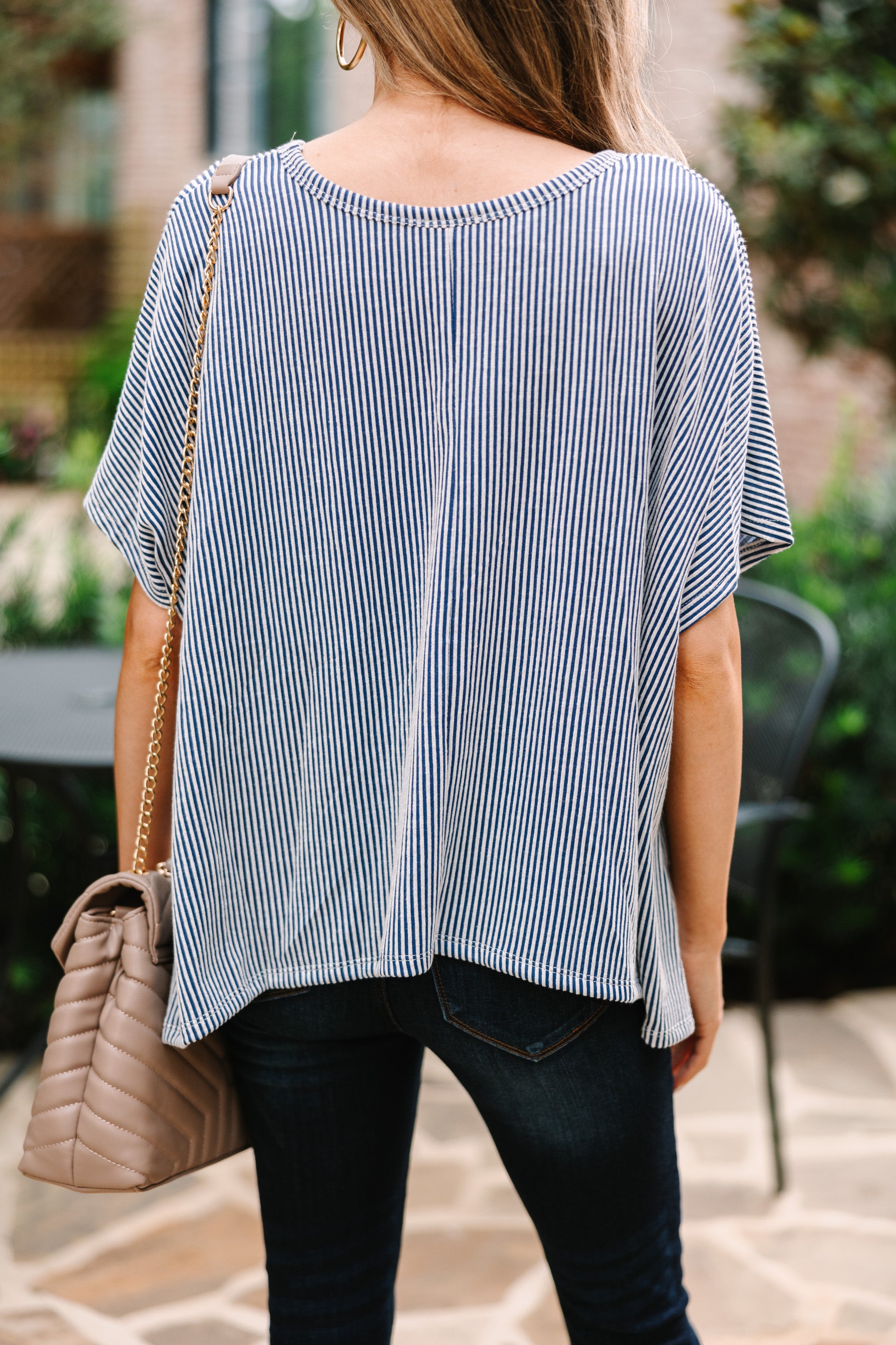 CHIRNAISHOP - Confident Decisions Denim Blue Ribbed Top