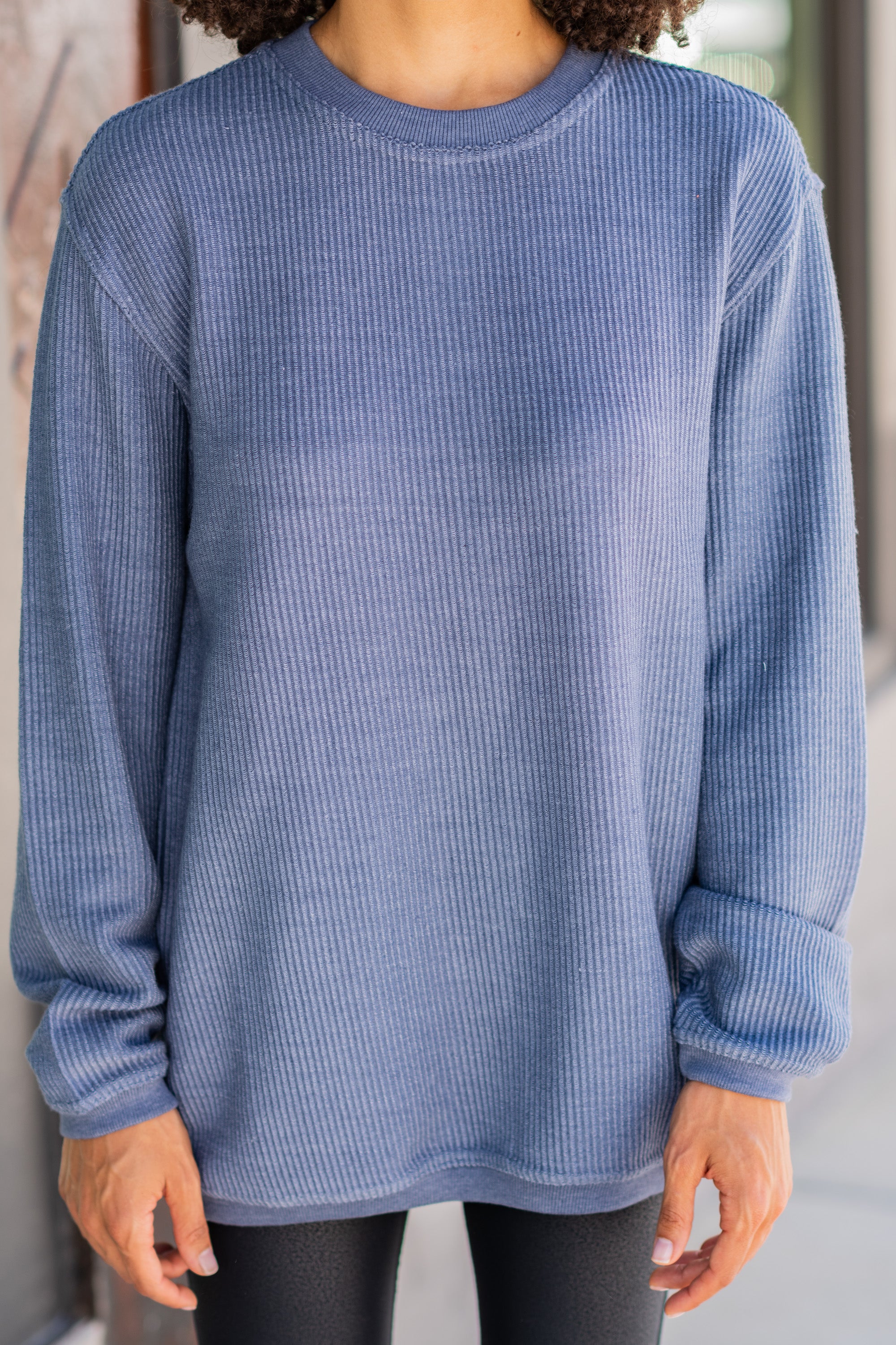 CHIRNAISHOP - True To Form Navy Blue Corded Sweatshirt