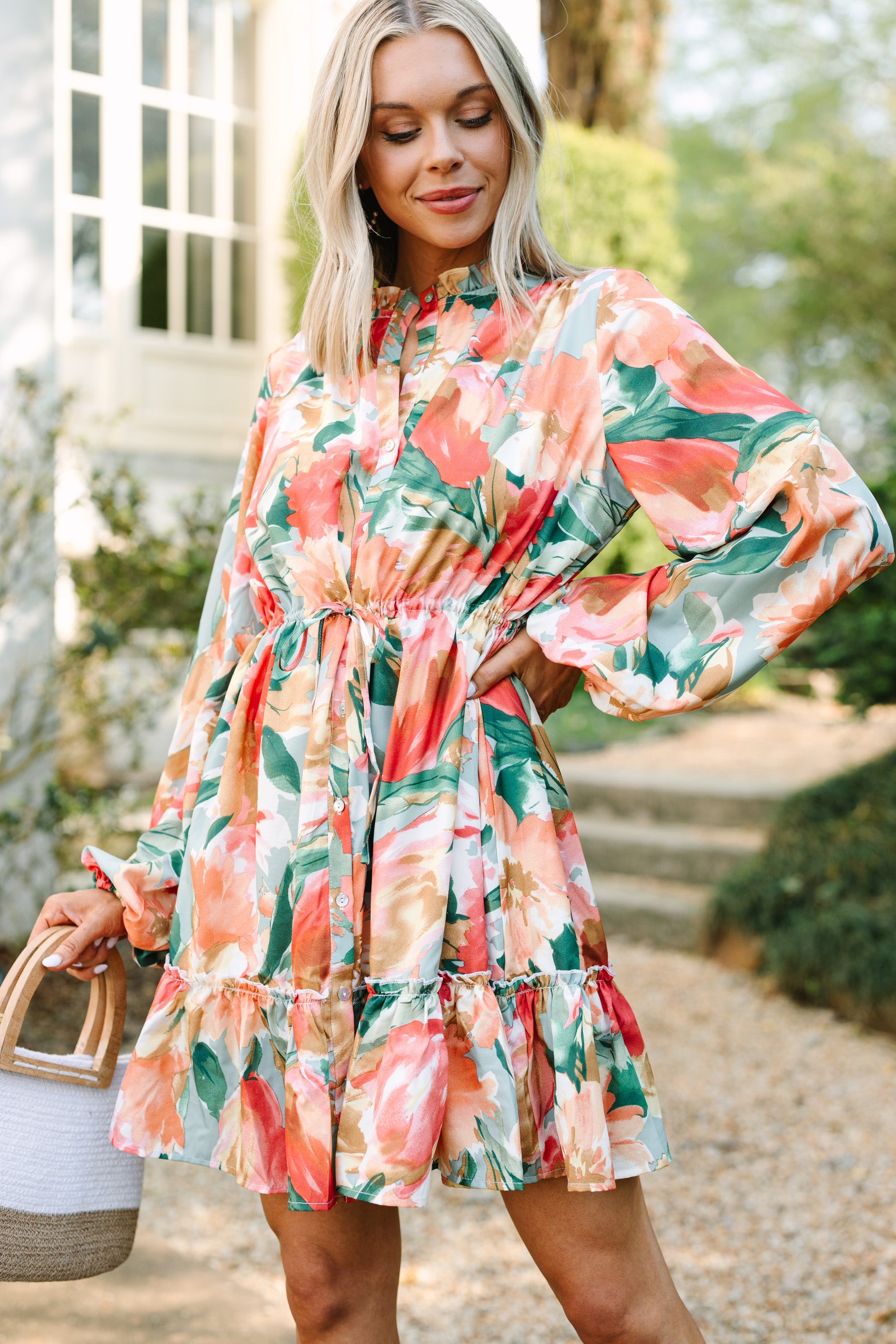 CHIRNAISHOP - On Your Way Sage Green Floral Dress