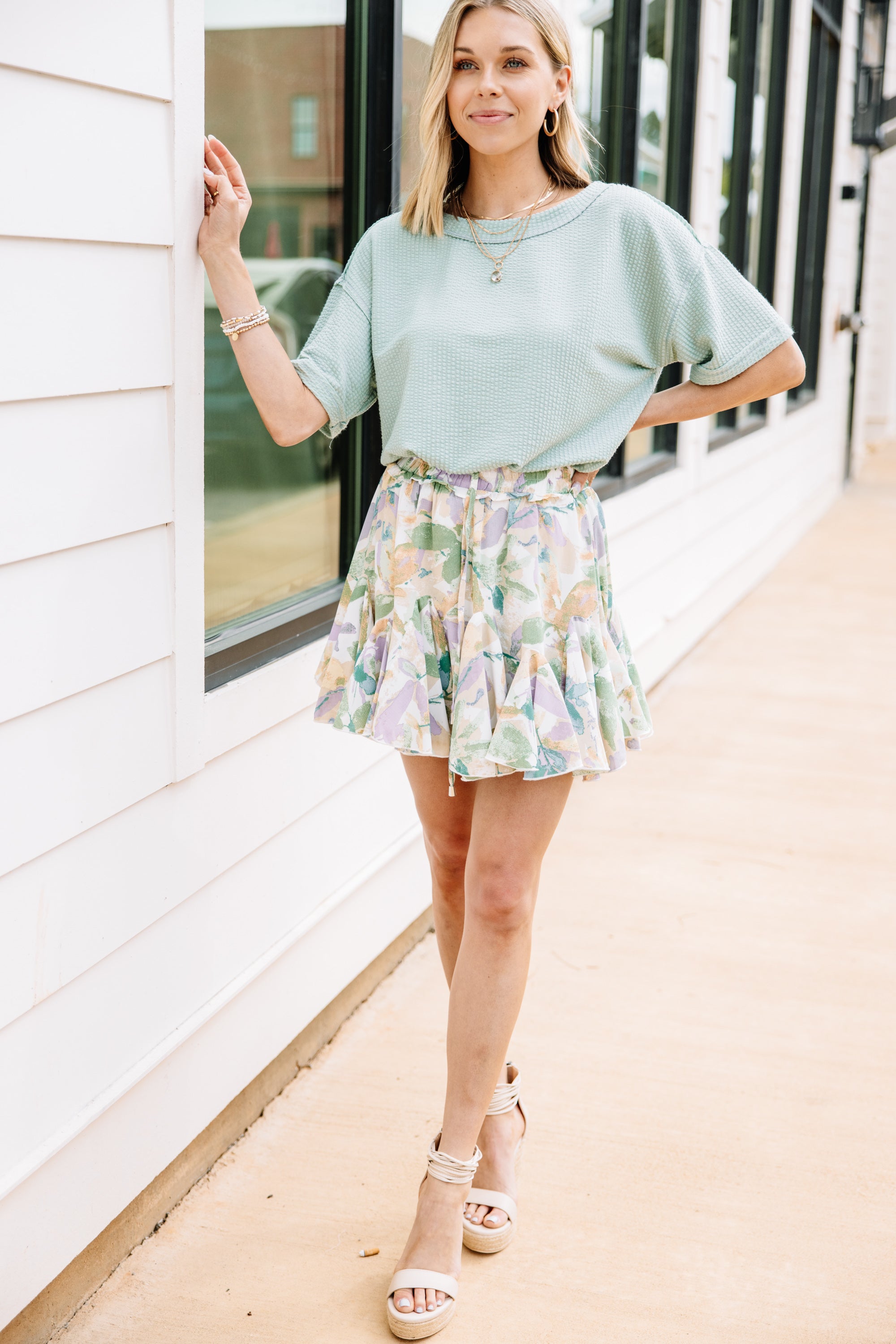 CHIRNAISHOP - Take Your Place Sage Green Ribbed Bodysuit