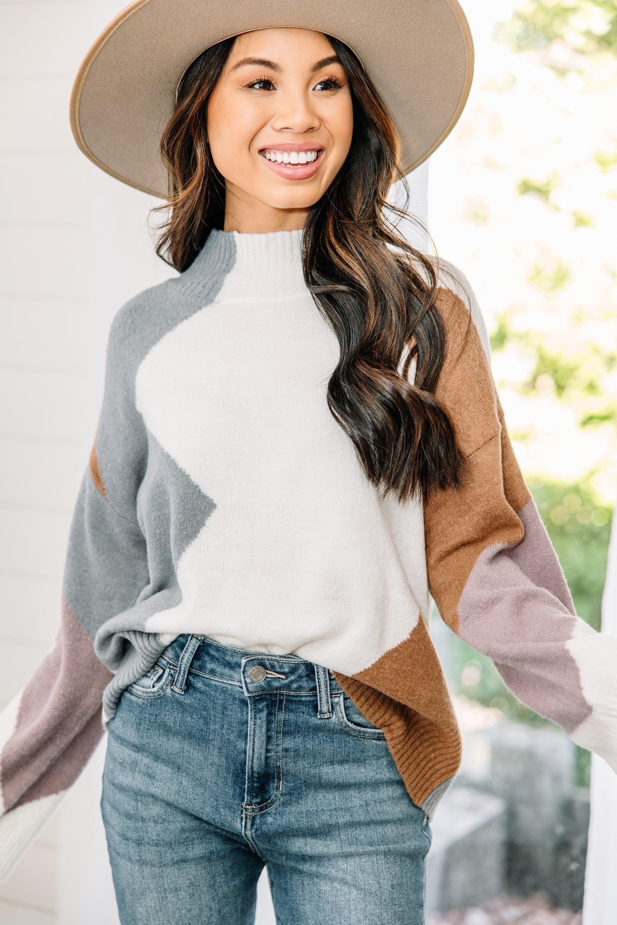 CHIRNAISHOP - Show You The Ropes Blue Colorblock Sweater