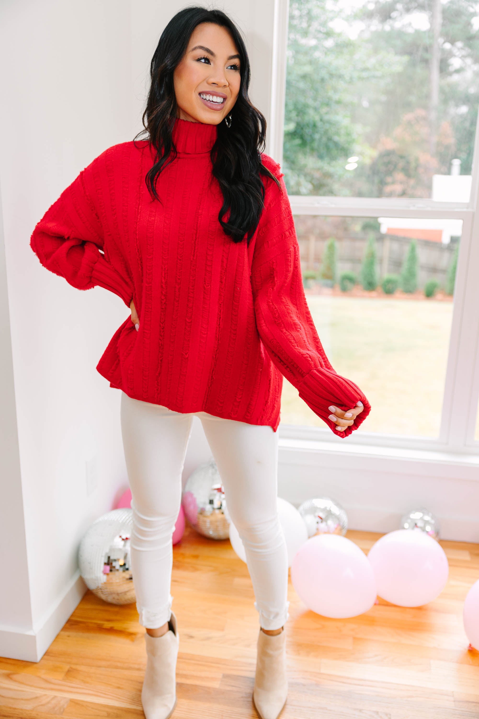 CHIRNAISHOP - Start The Conversation Red Fringe Sweater