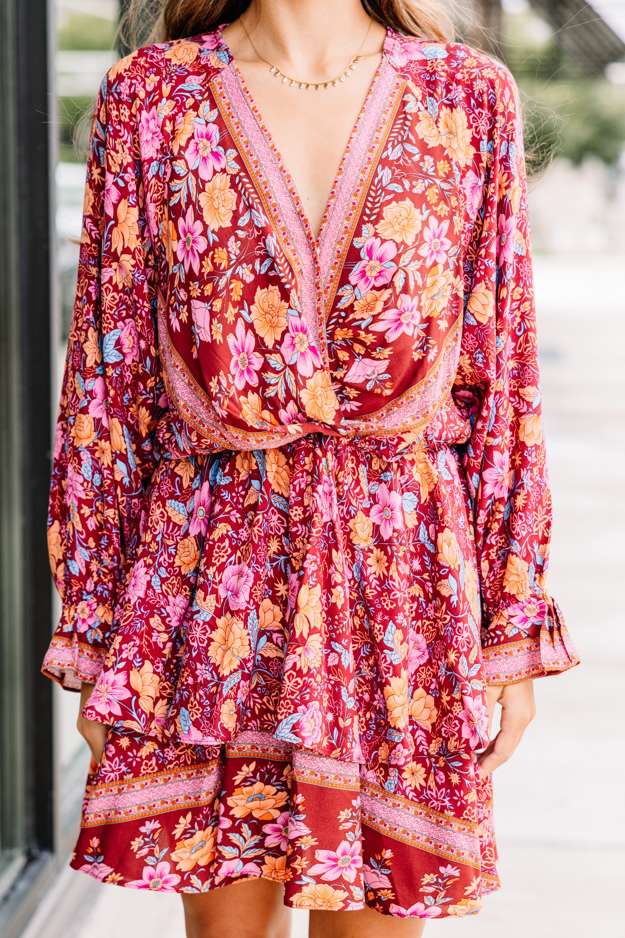 CHIRNAISHOP - Go On With It Red Mixed Print Dress