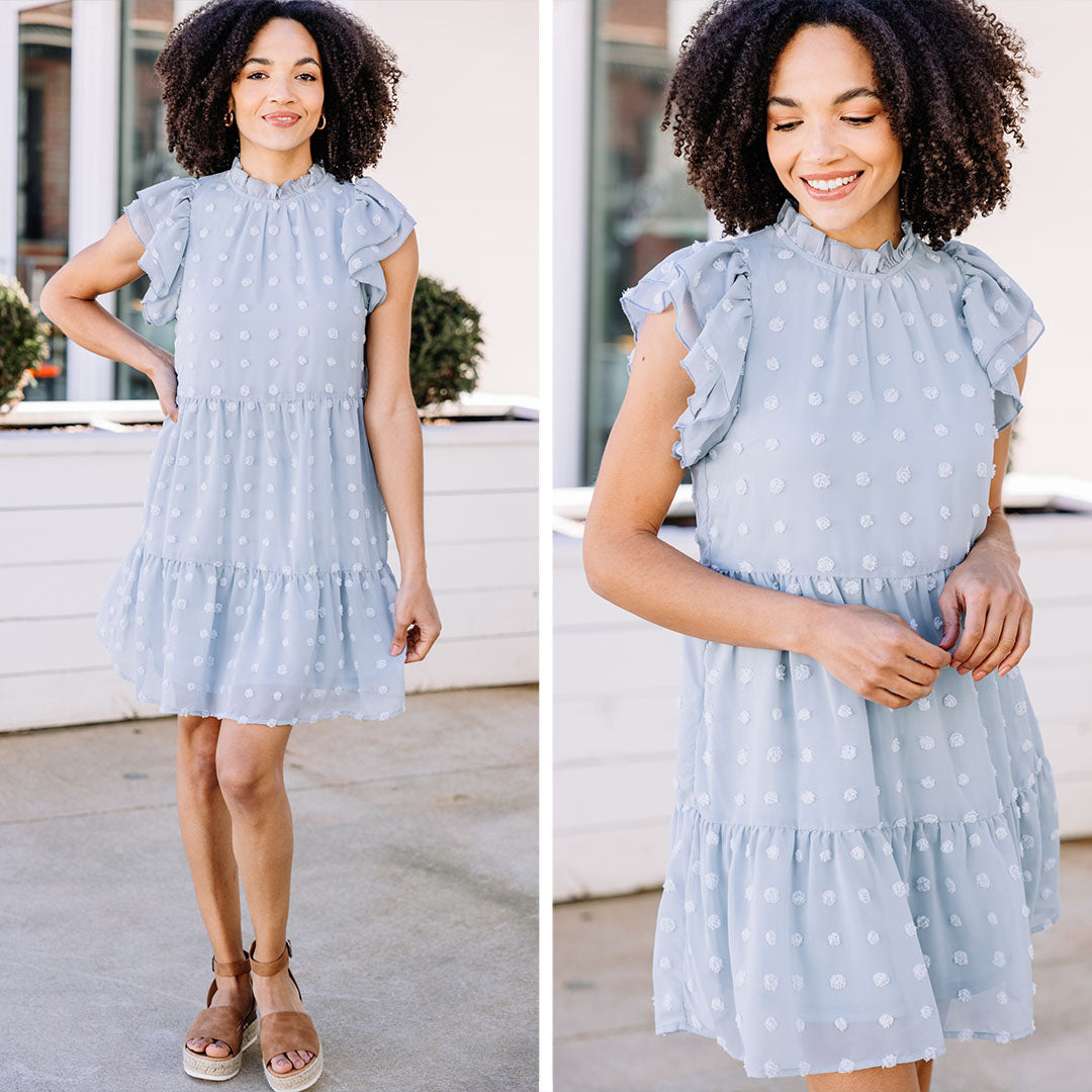 CHIRNAISHOP - In Your Favor Dusty Blue Babydoll Dress