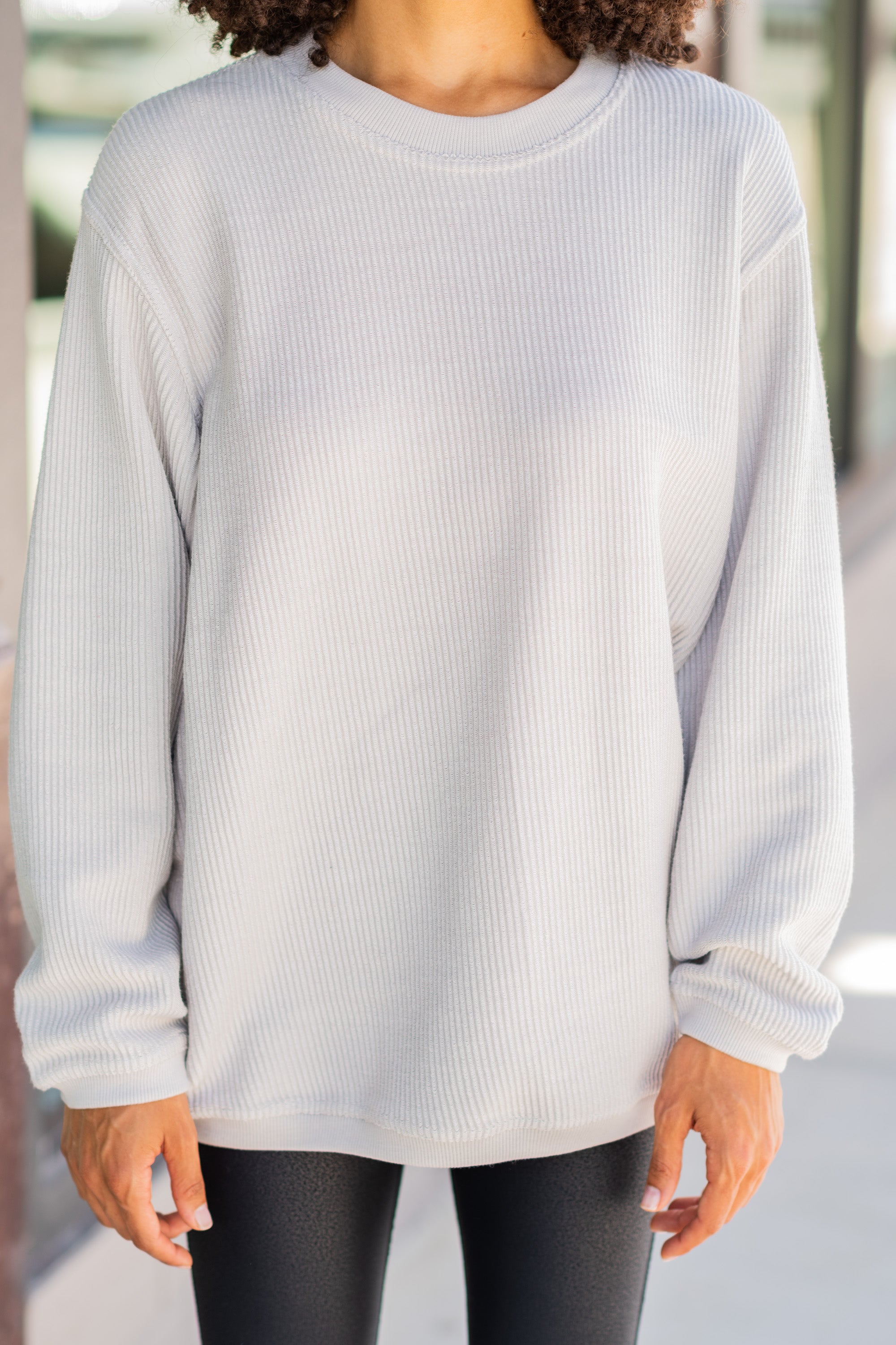 CHIRNAISHOP - True To Form Silver Gray Corded Sweatshirt