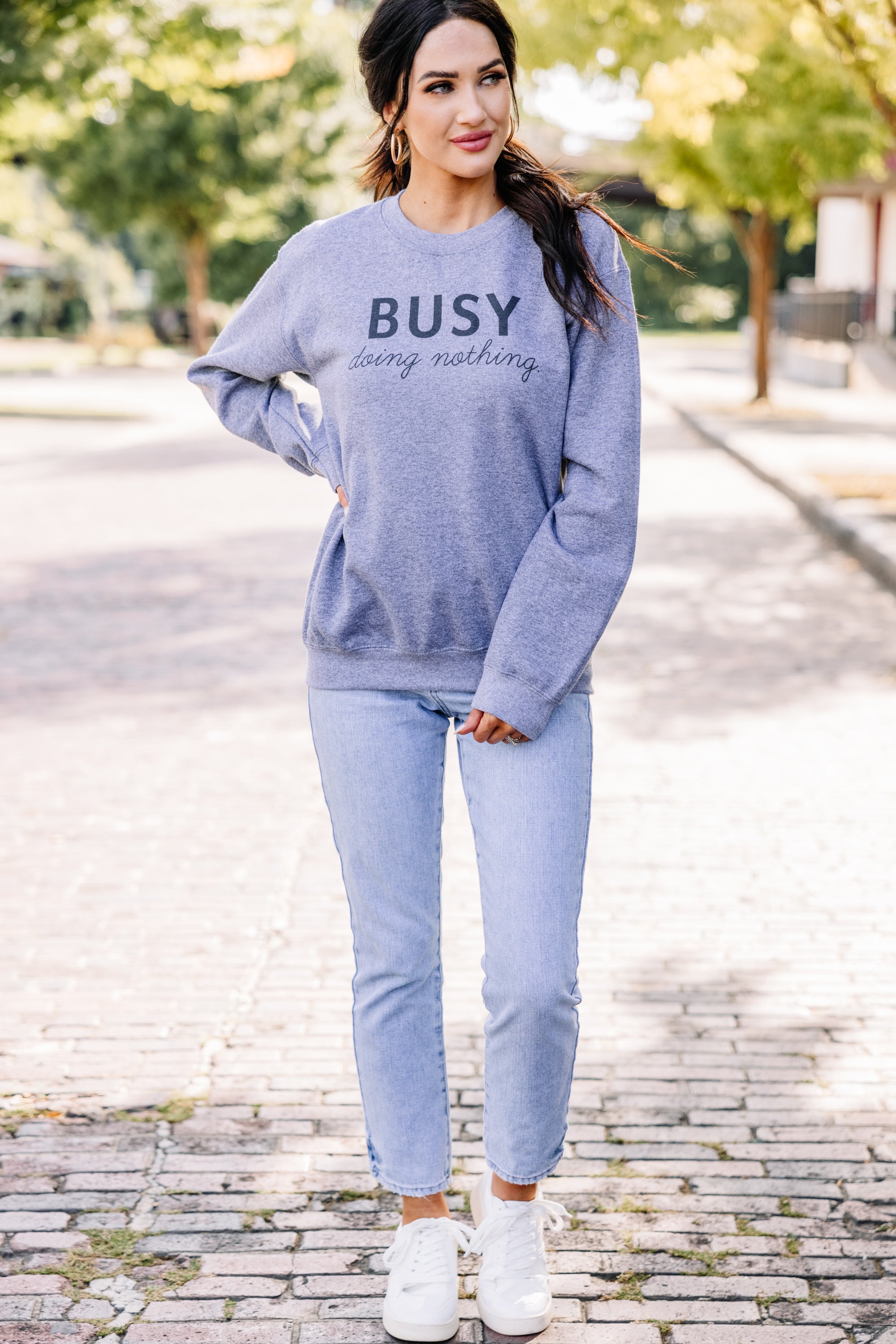 CHIRNAISHOP - Doing Nothing Graphite Gray Graphic Sweatshirt