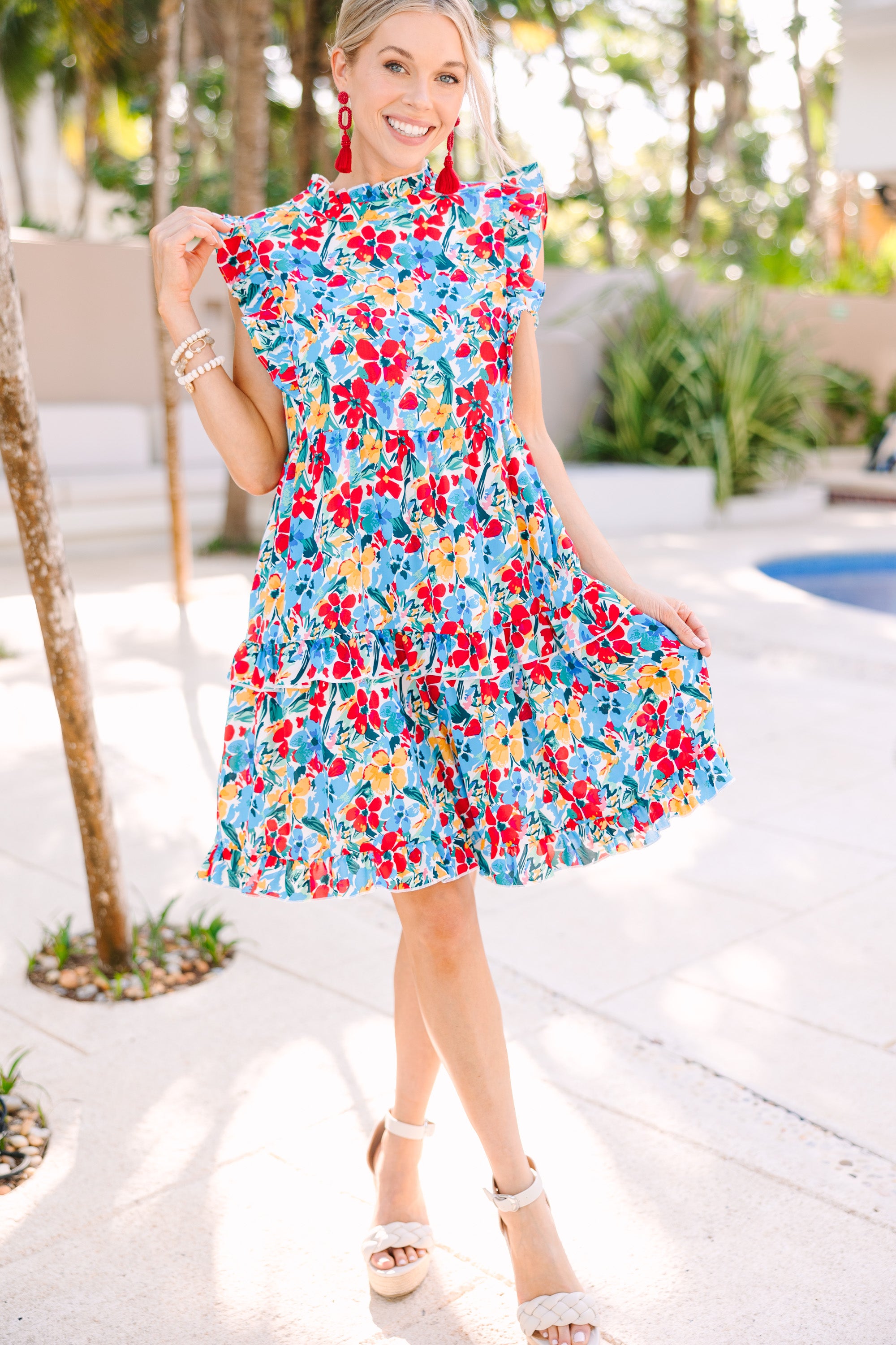 CHIRNAISHOP - Just A Dream Red Floral Babydoll Dress