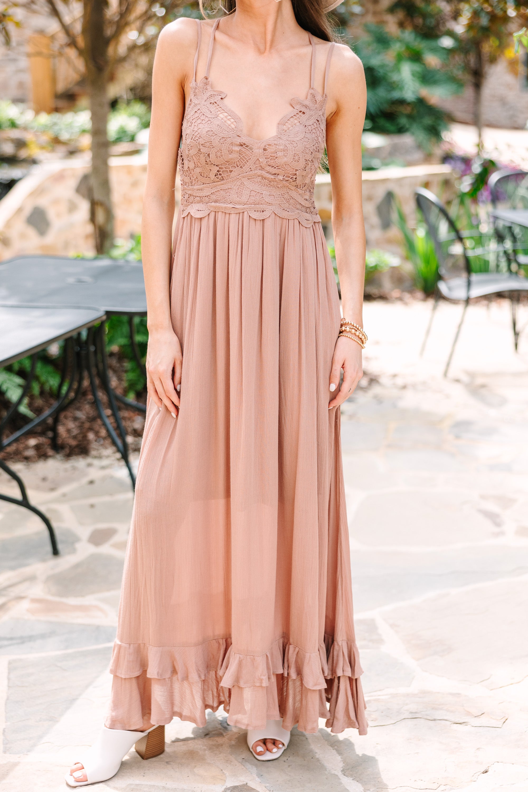 CHIRNAISHOP - Lock Eyes Clay Orange Crochet Maxi Dress