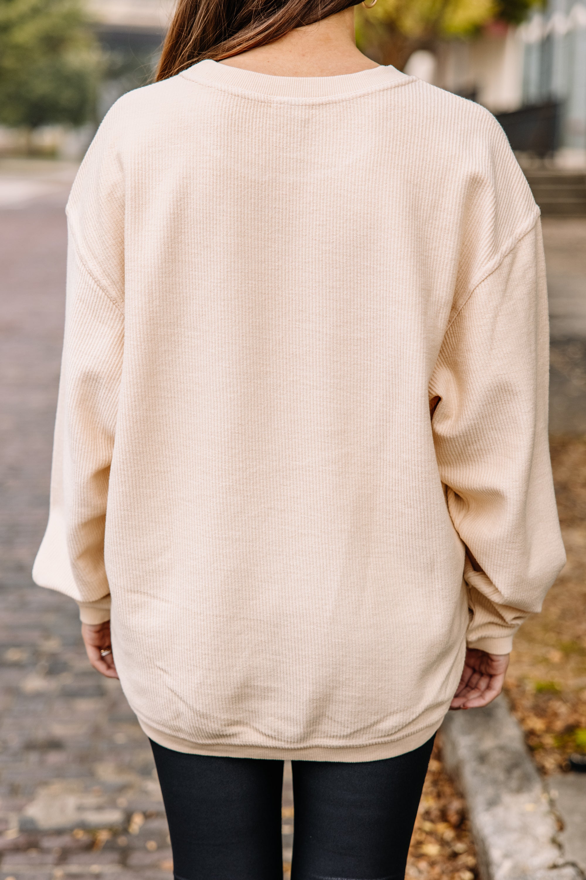 CHIRNAISHOP - Keep Smiling Natural Corded Sweatshirt