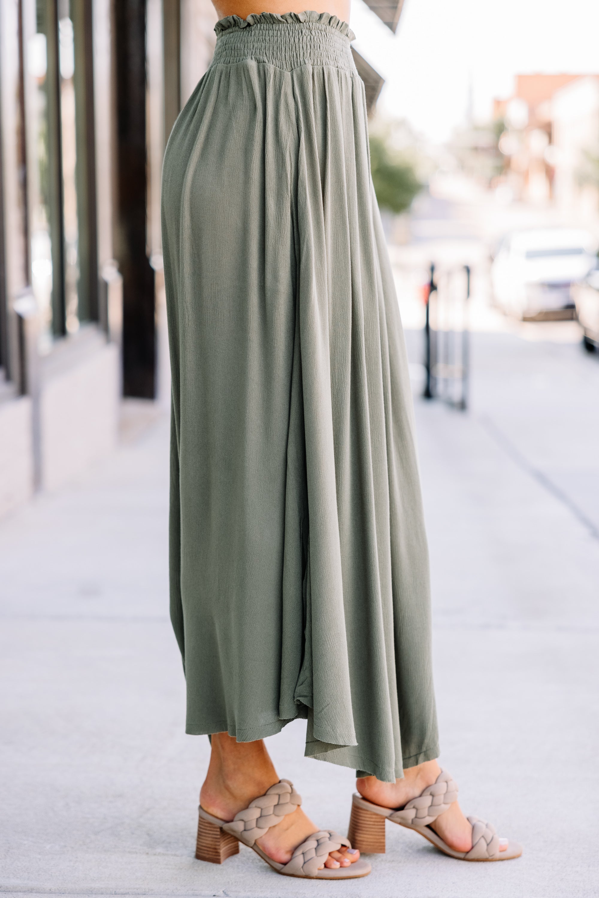 CHIRNAISHOP - Everything You Do Olive Green Maxi Skirt