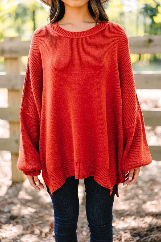 CHIRNAISHOP - Give You Joy Clay Orange Dolman Sweater