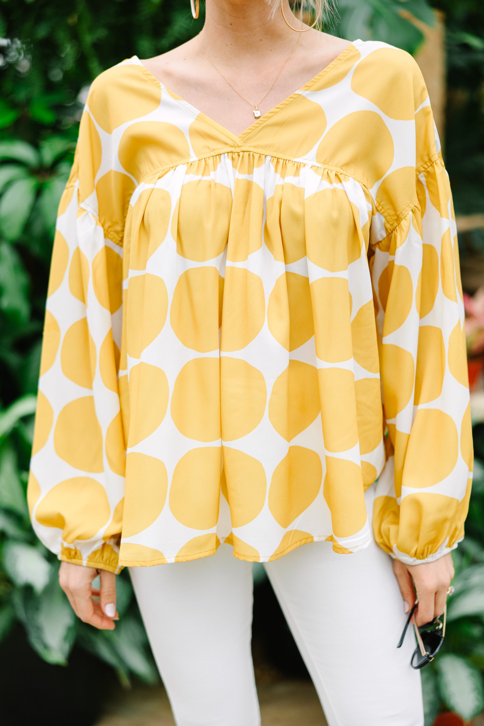 CHIRNAISHOP - On My Mind Mustard Yellow Abstract Blouse