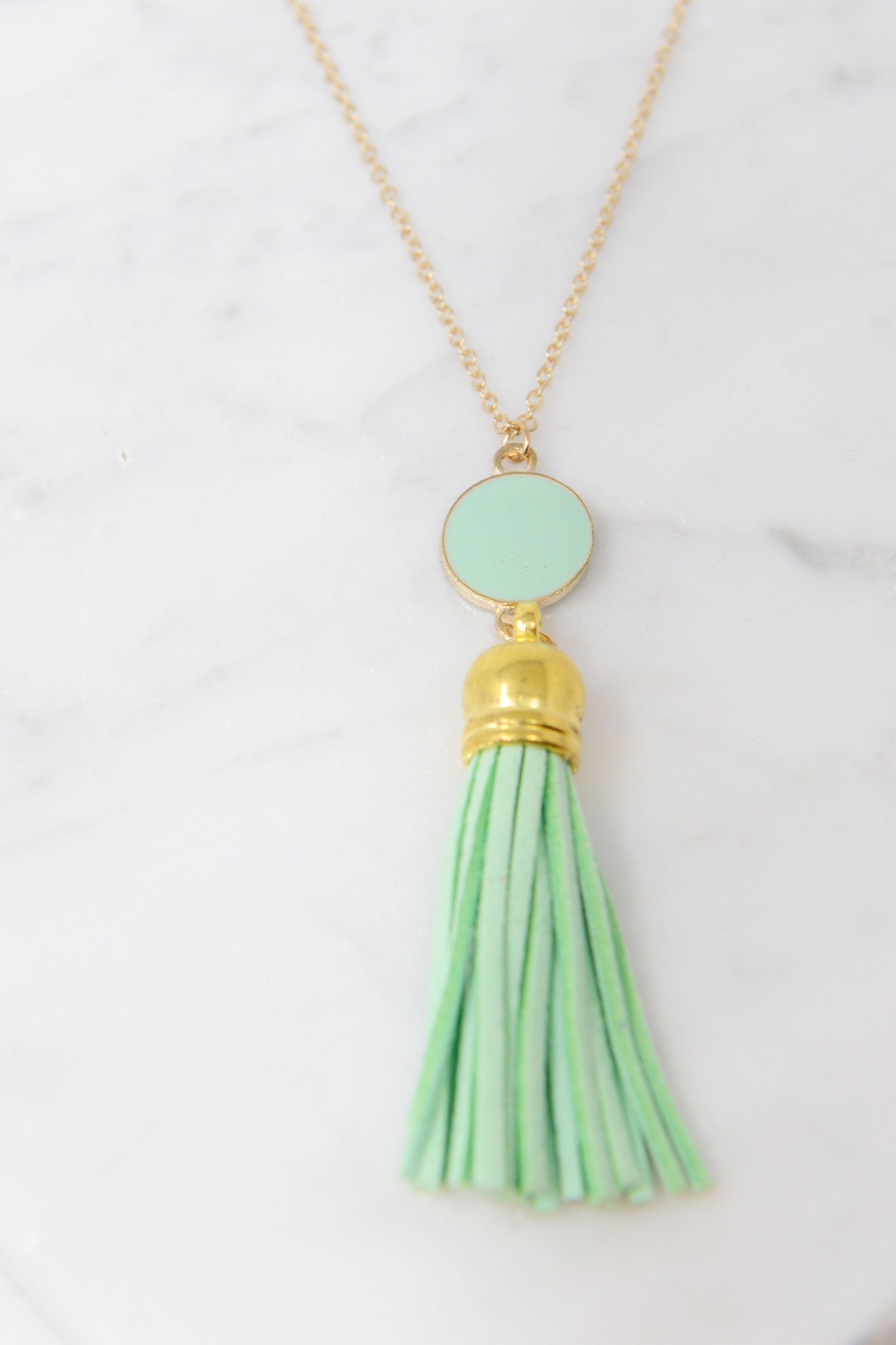 CHIRNAISHOP - Give It To You Mint Green Tassel Necklace