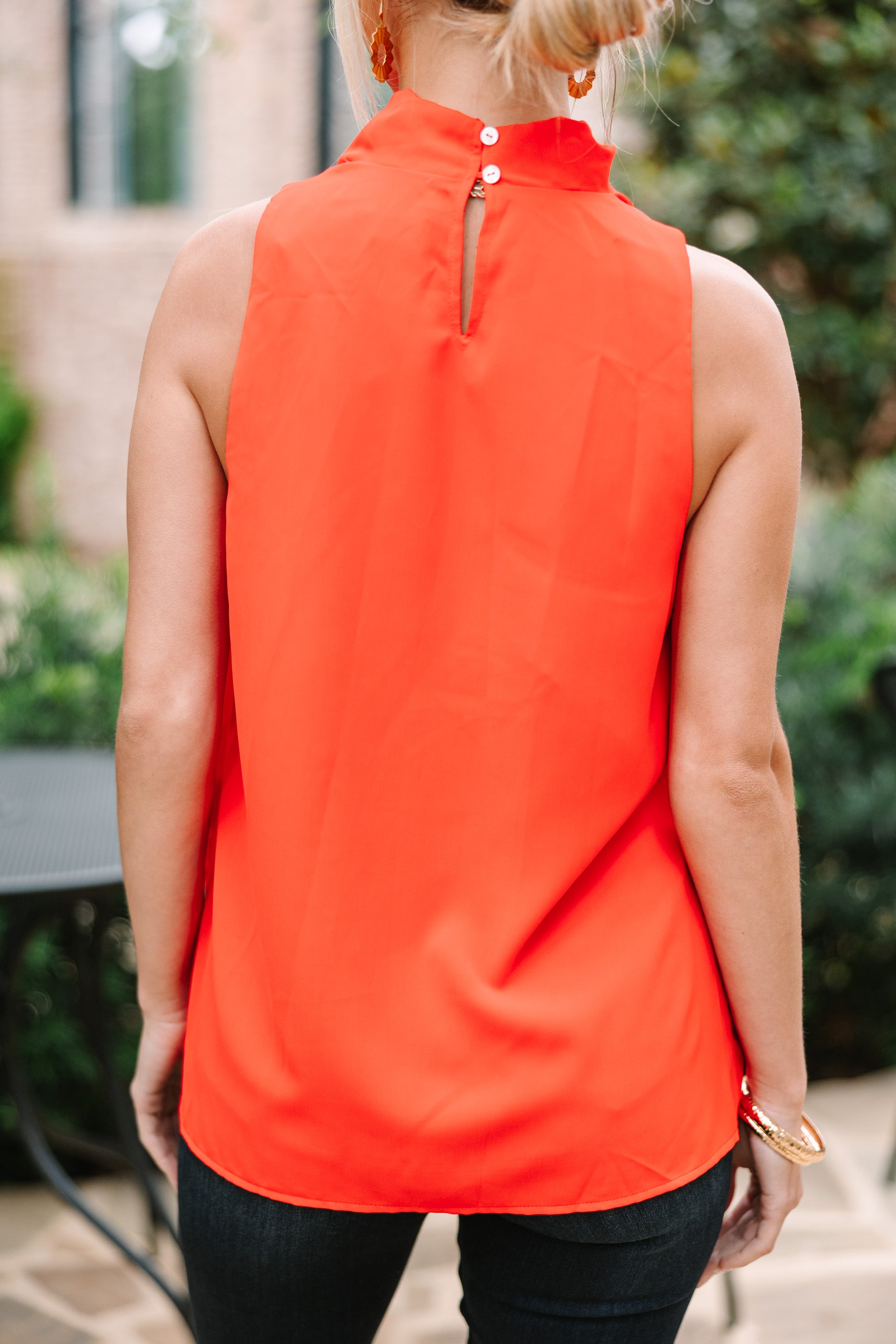 CHIRNAISHOP - Tell Your Story Tangerine Orange Cowl Neck Tank