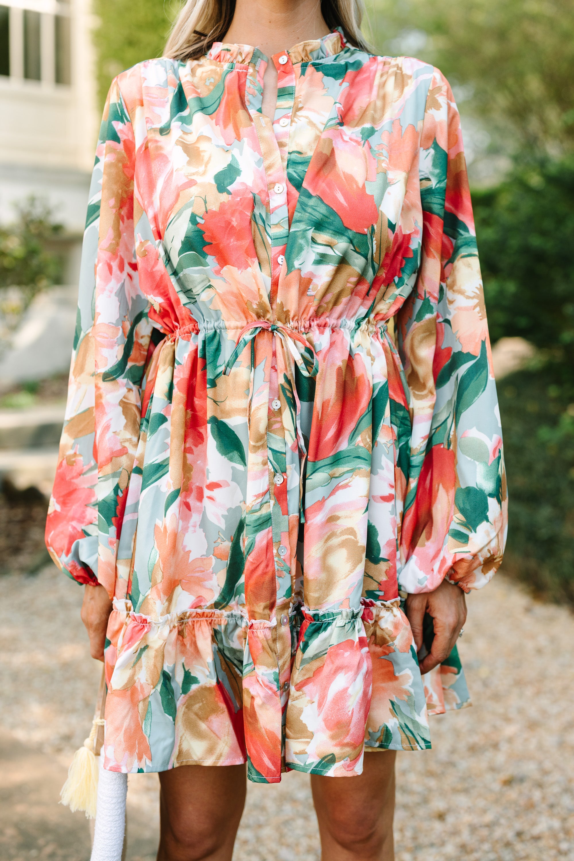 CHIRNAISHOP - On Your Way Sage Green Floral Dress