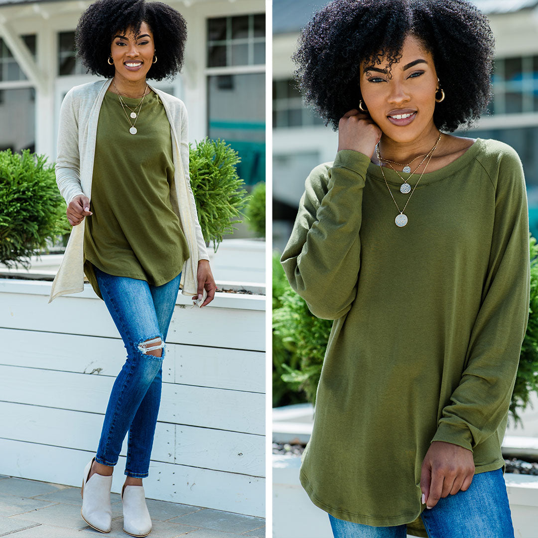 CHIRNAISHOP - Easy Like Sunday Olive Green Tunic