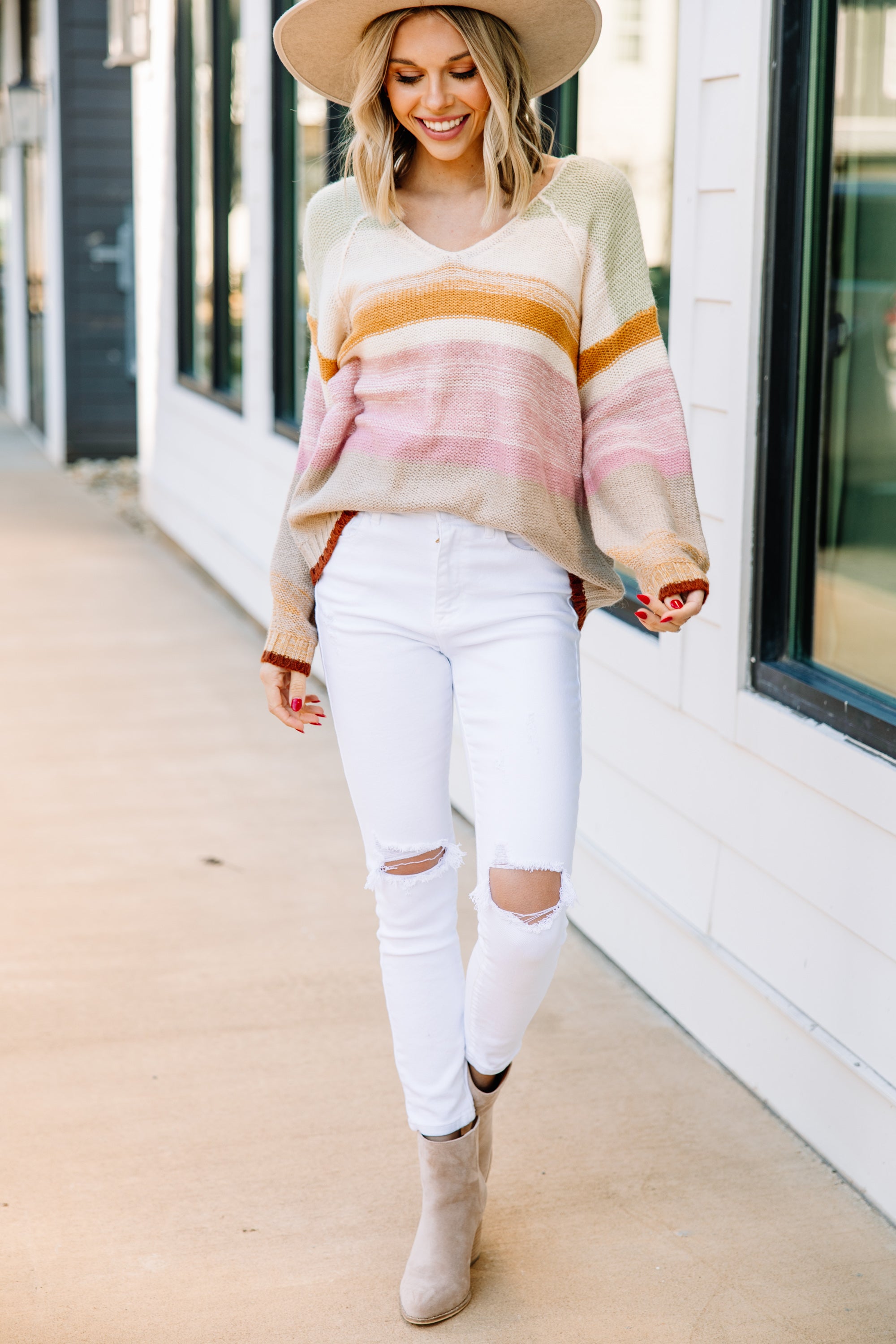 CHIRNAISHOP - Good Days Ahead Mustard Yellow Striped Sweater