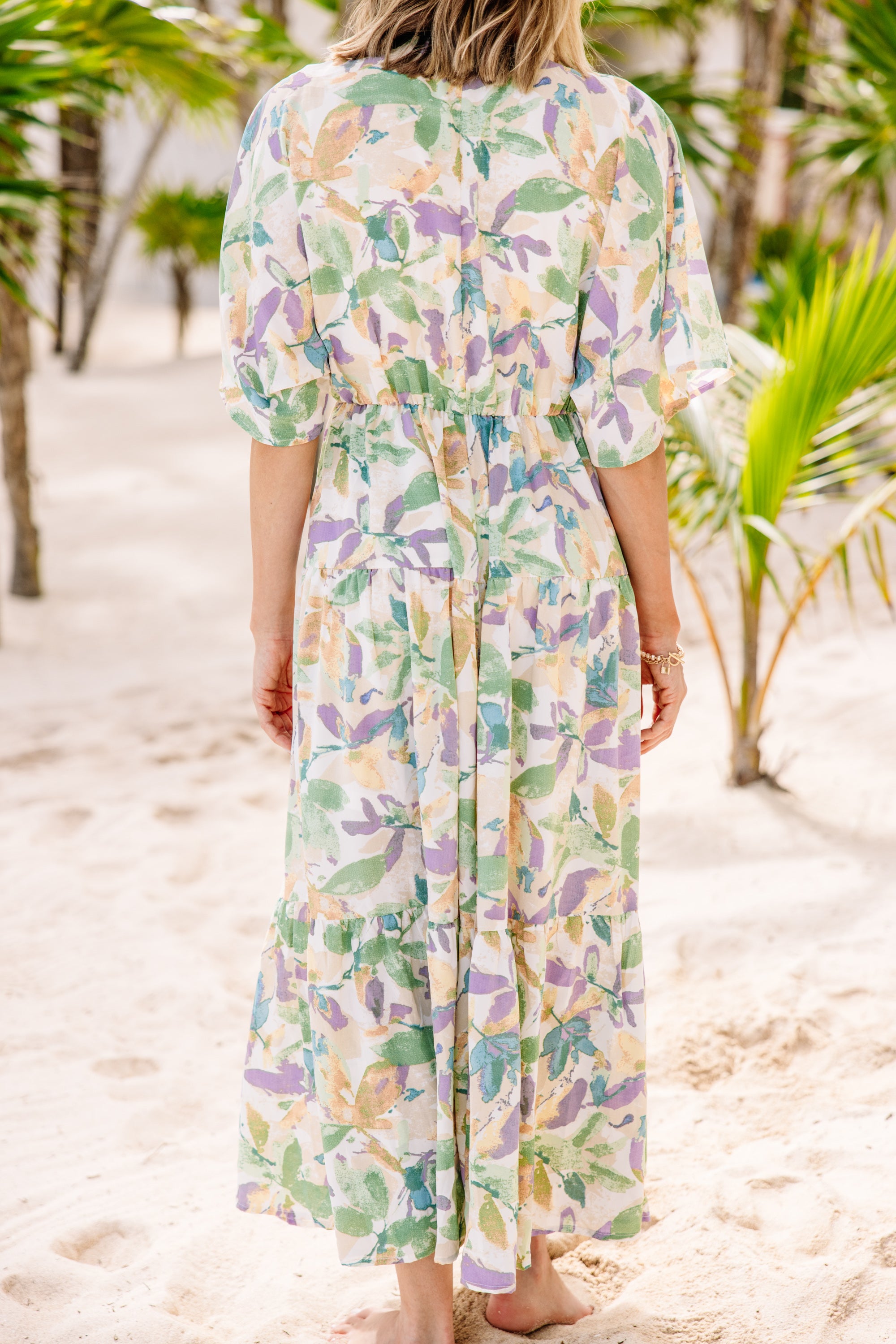 CHIRNAISHOP - At This Time Green Floral Maxi Dress