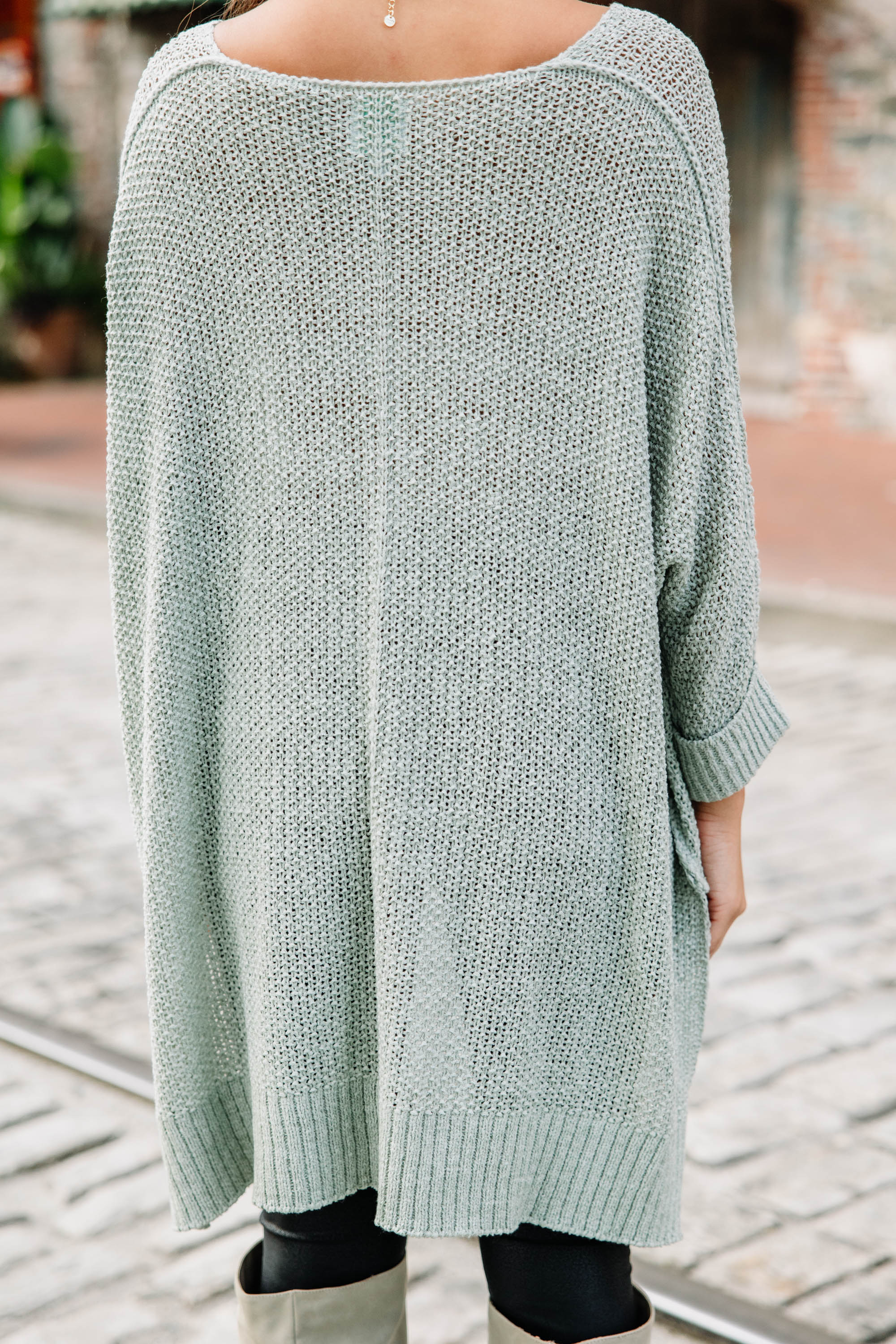 CHIRNAISHOP - Don't Waste A Moment Light Olive Green Oversized Sweater