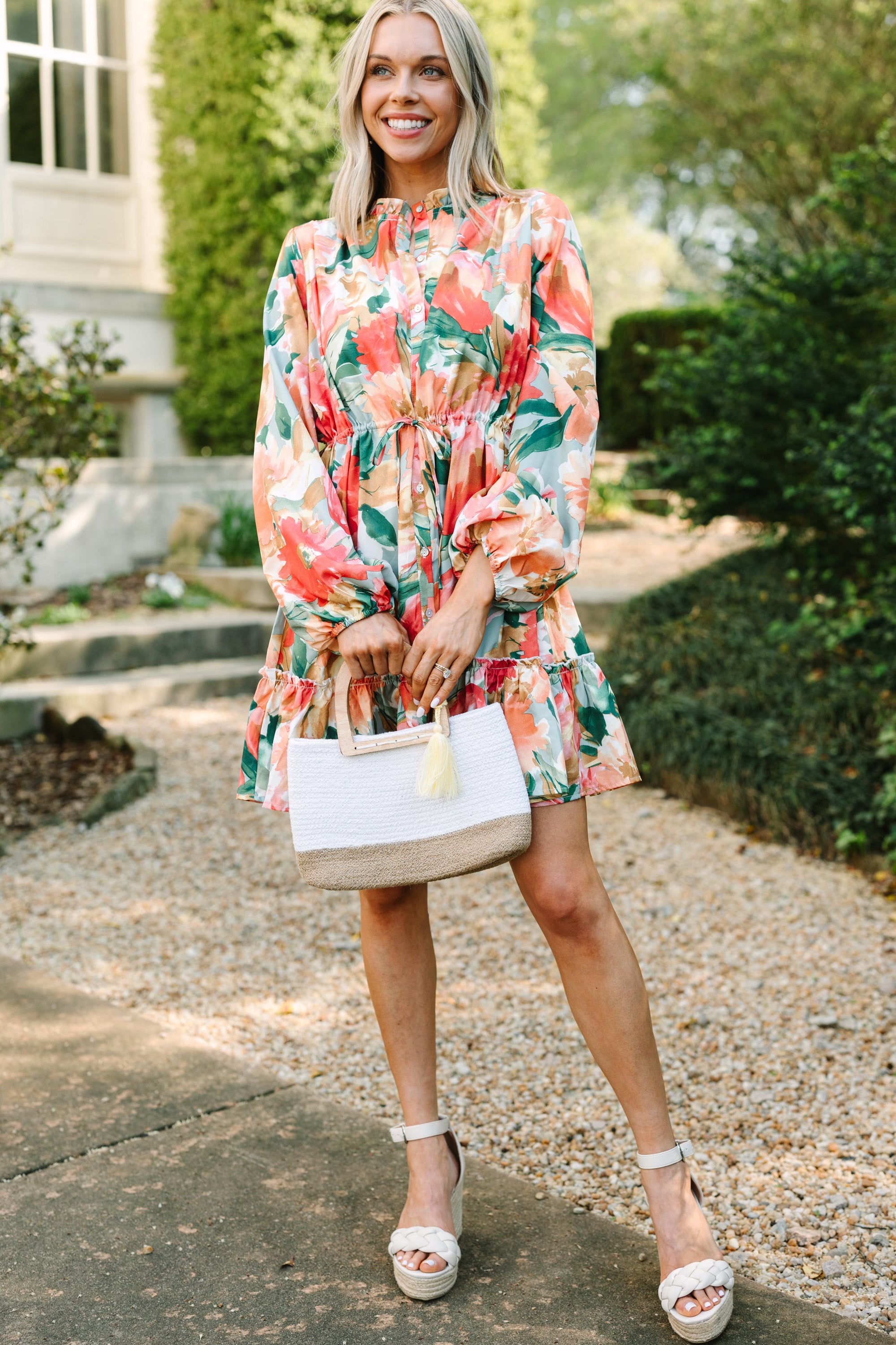 CHIRNAISHOP - On Your Way Sage Green Floral Dress