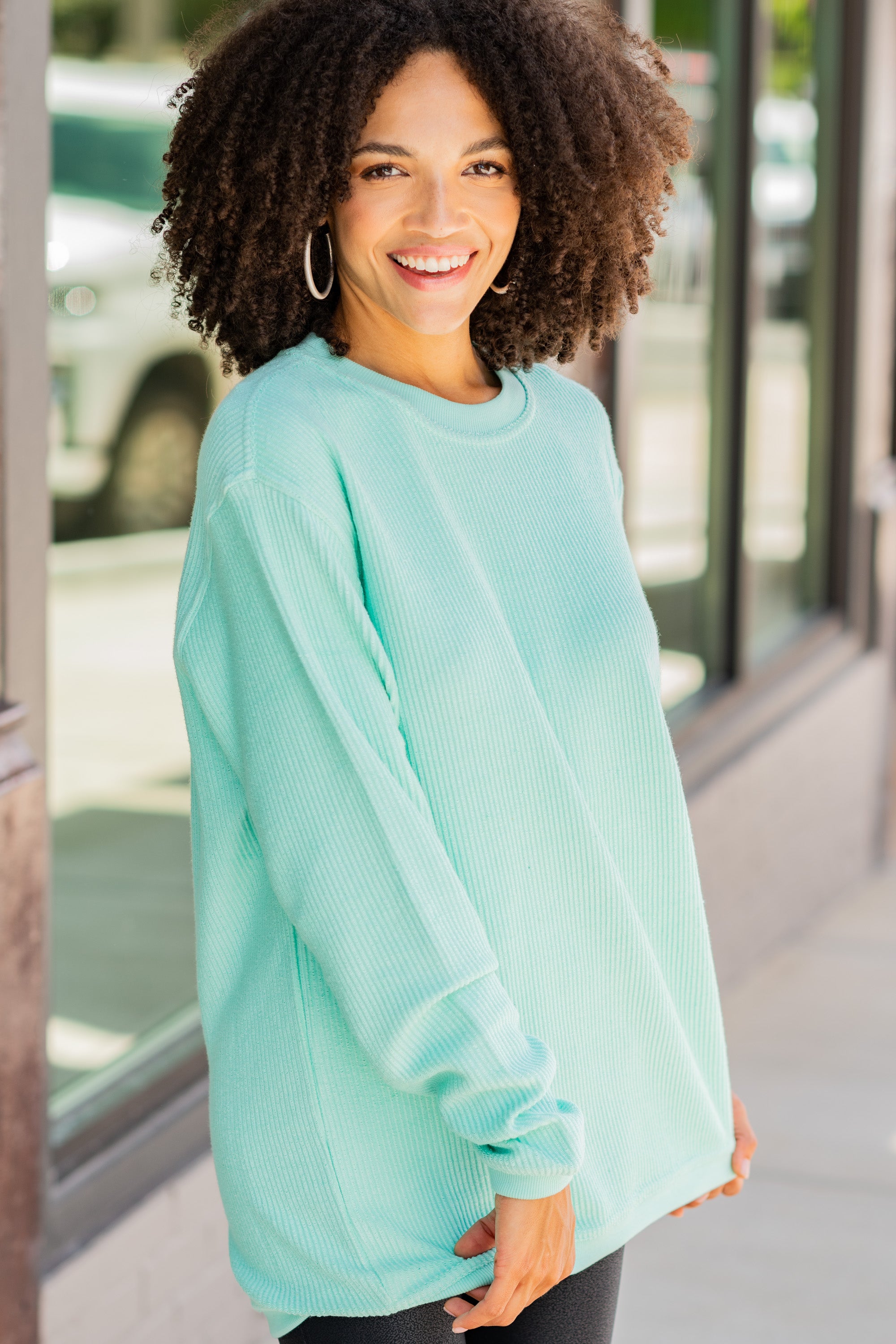 CHIRNAISHOP - True To Form Sportswear Mint Green Corded Sweatshirt