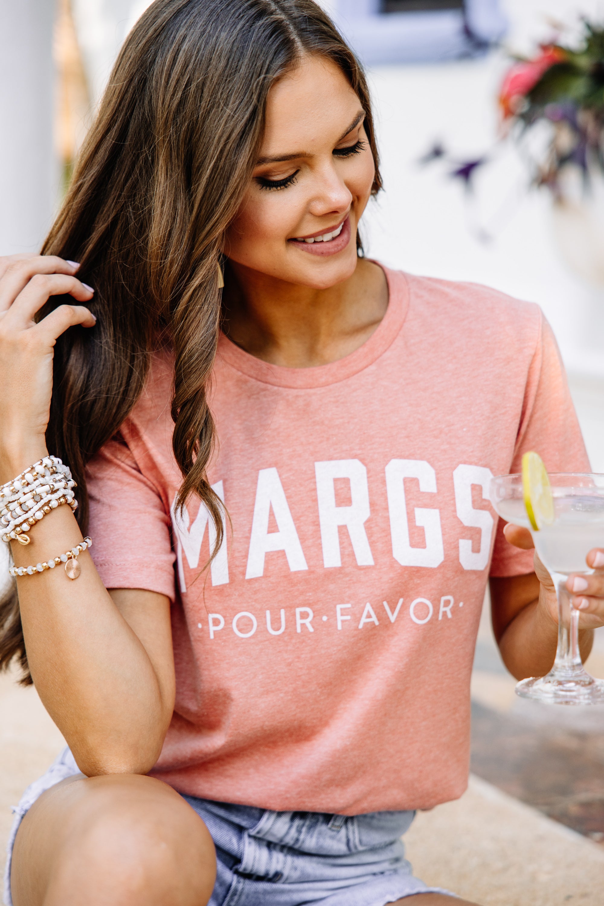 CHIRNAISHOP - Margs Pour Favor Heather Sunset Orange Graphic Tee