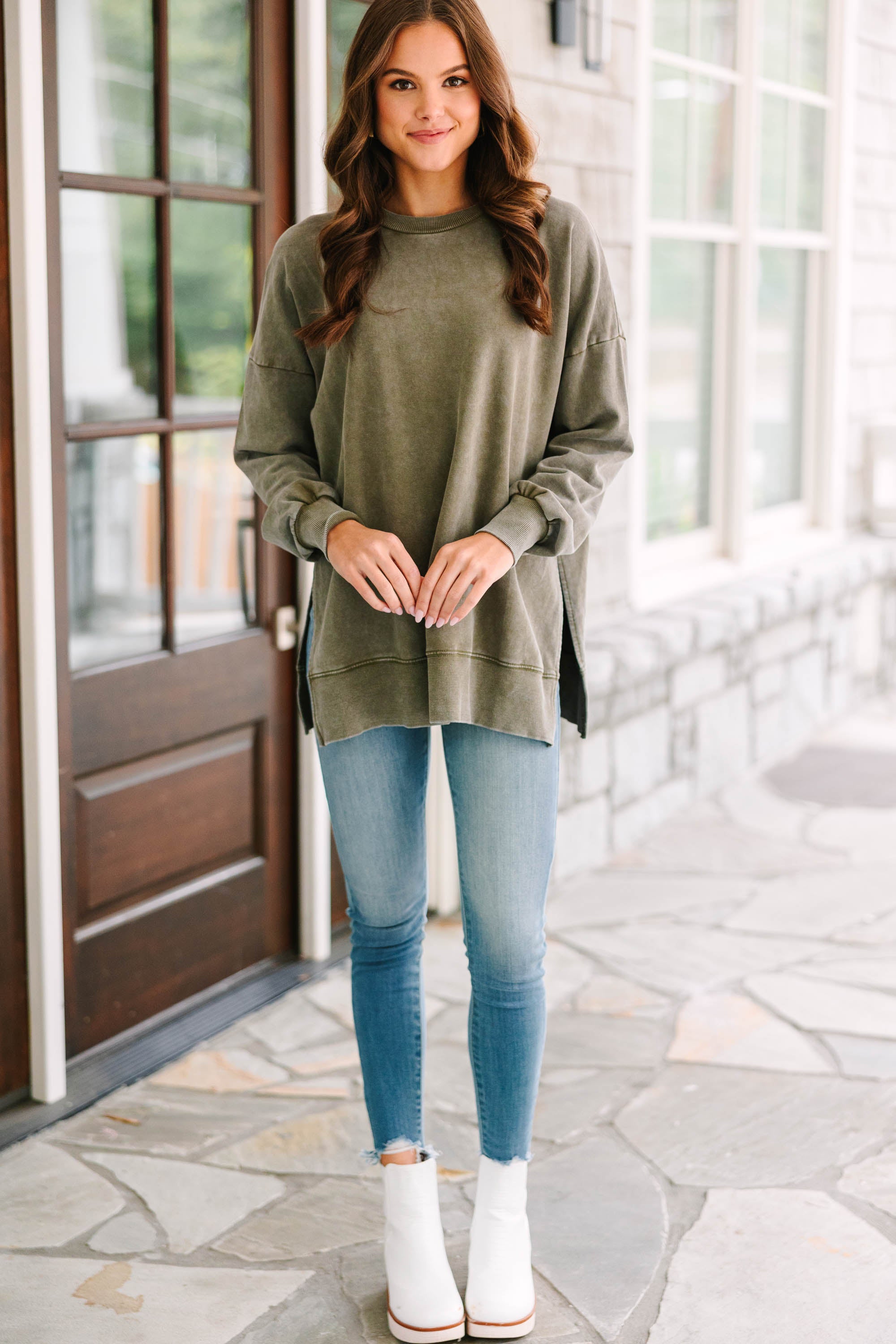 CHIRNAISHOP - The Slouchy Olive Green Pullover