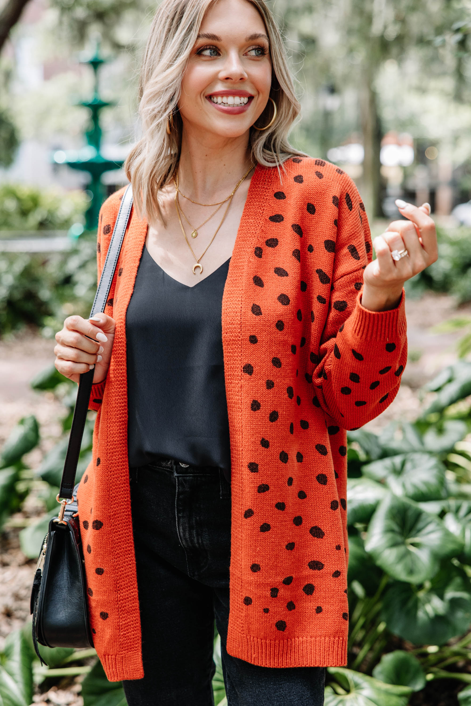 CHIRNAISHOP - Get Moving Canyon Clay Orange Spotted Cardigan