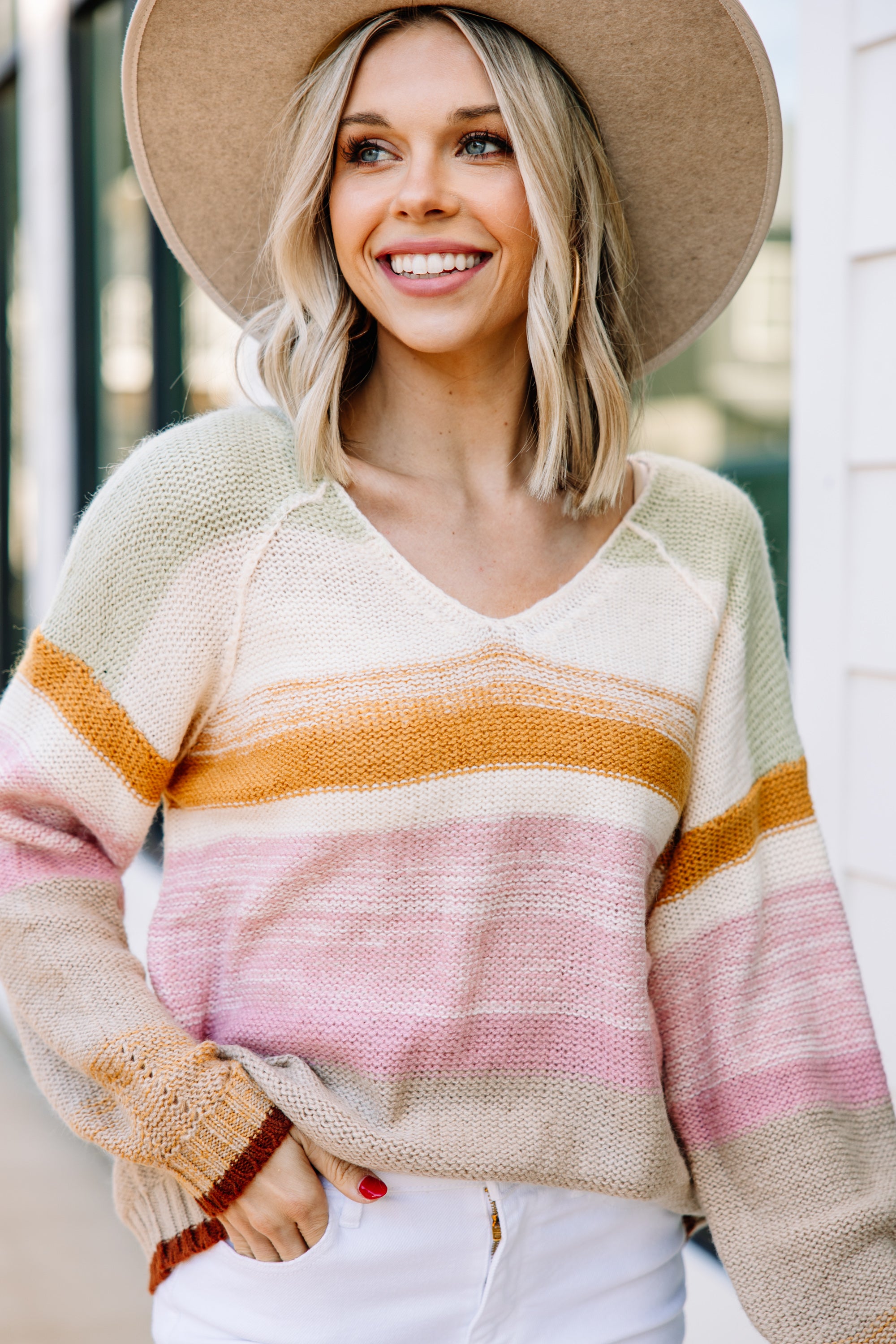 CHIRNAISHOP - Good Days Ahead Mustard Yellow Striped Sweater