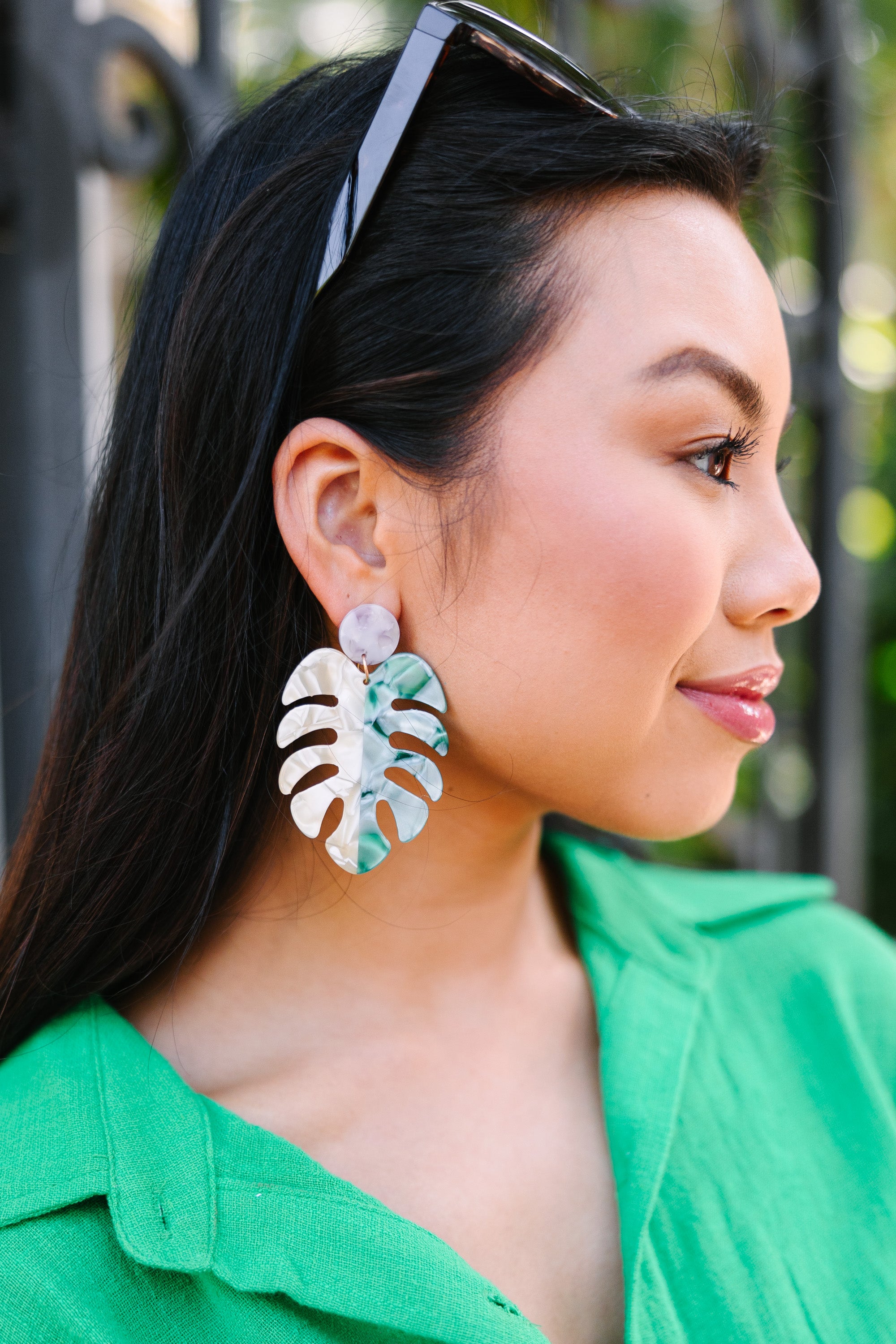 CHIRNAISHOP - All's Fair Green Palm Earrings