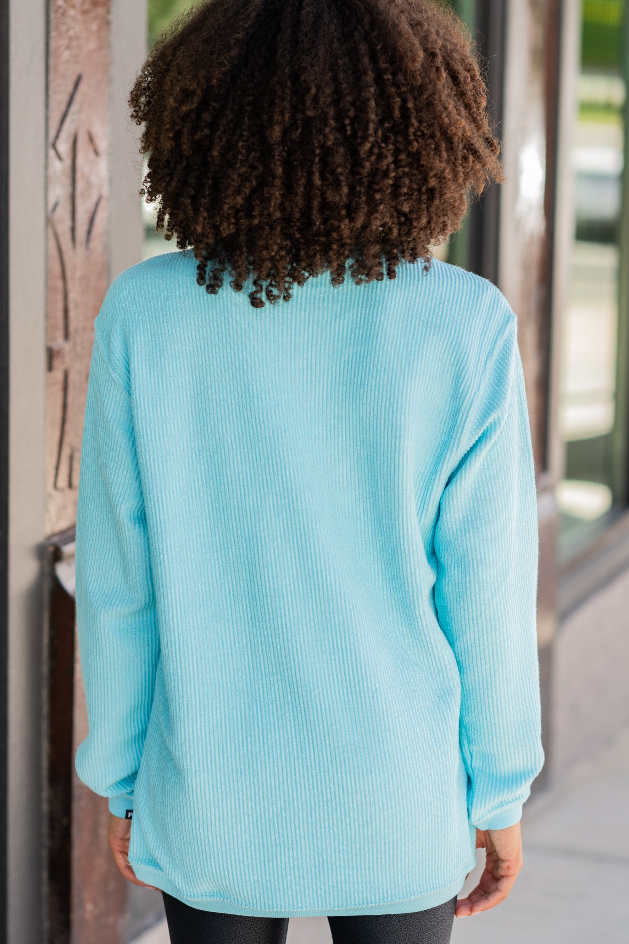 CHIRNAISHOP - True To Form Aqua Blue Corded Sweatshirt