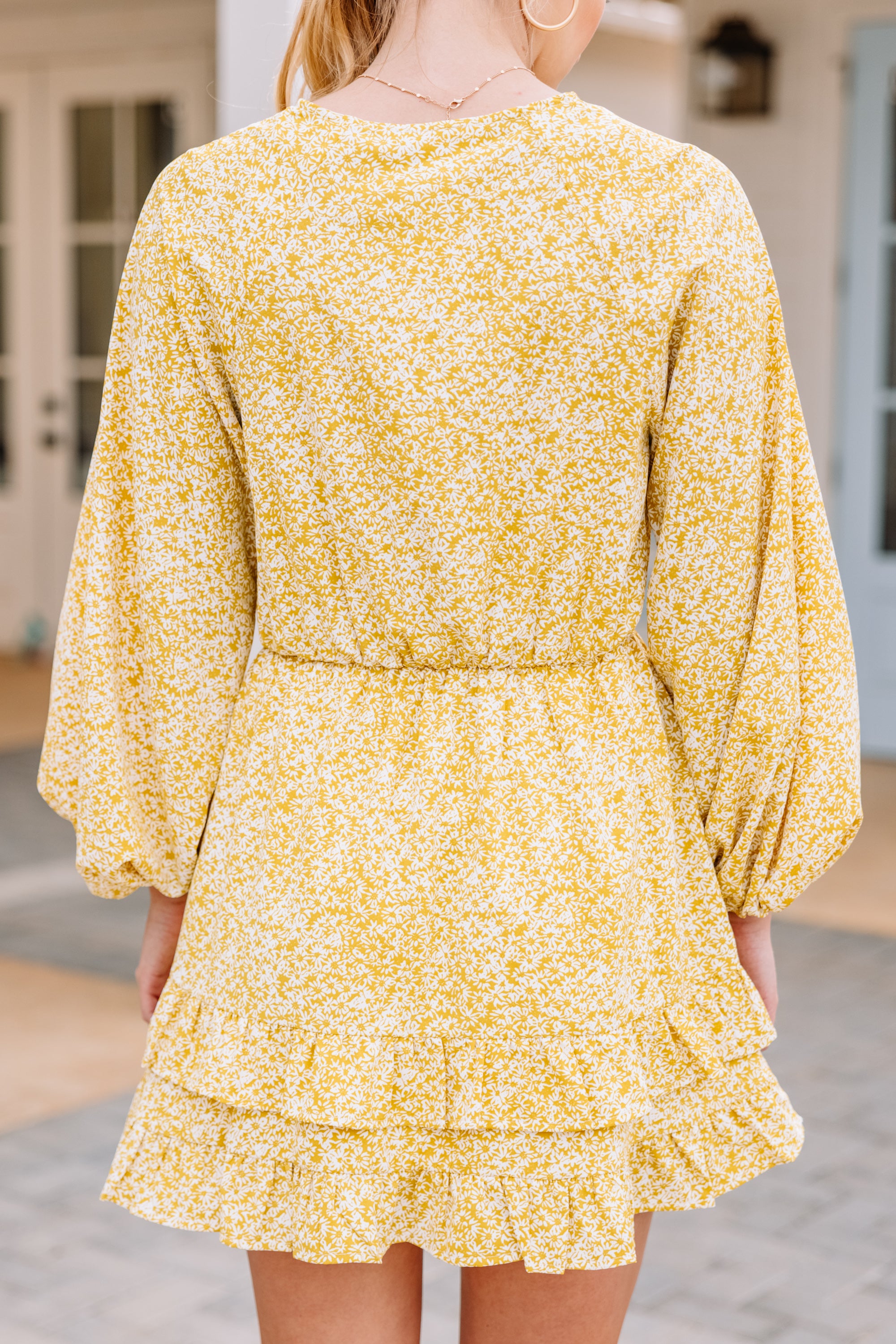 CHIRNAISHOP - Summer Dreams Yellow Ditsy Floral Mini Dress