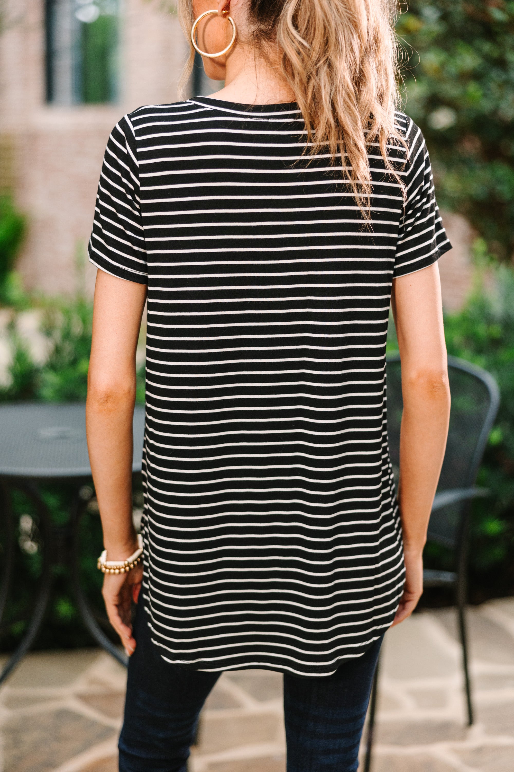 CHIRNAISHOP - Let's Meet Later Black Striped Top