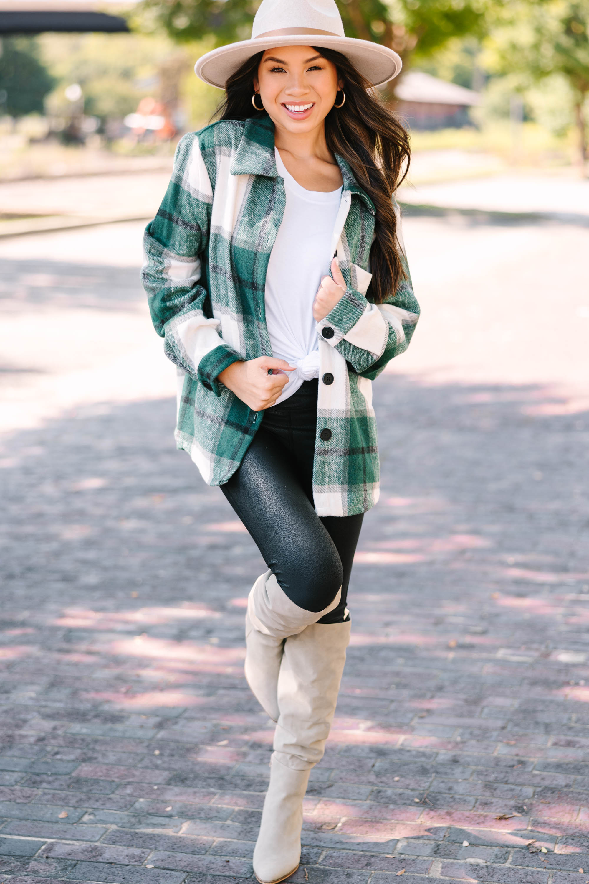CHIRNAISHOP - Be Your Best Self Green Plaid Shacket