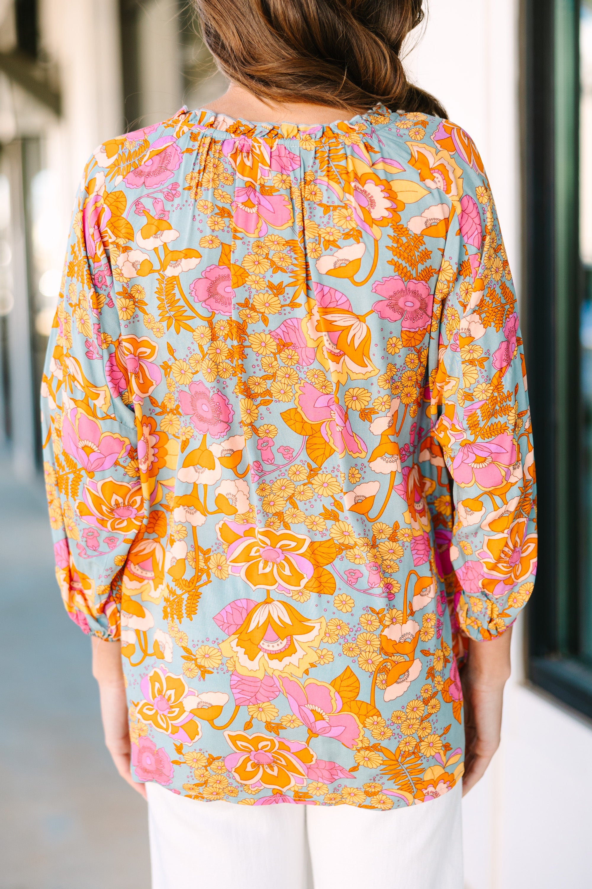 CHIRNAISHOP - All For You Sage Green Floral Blouse