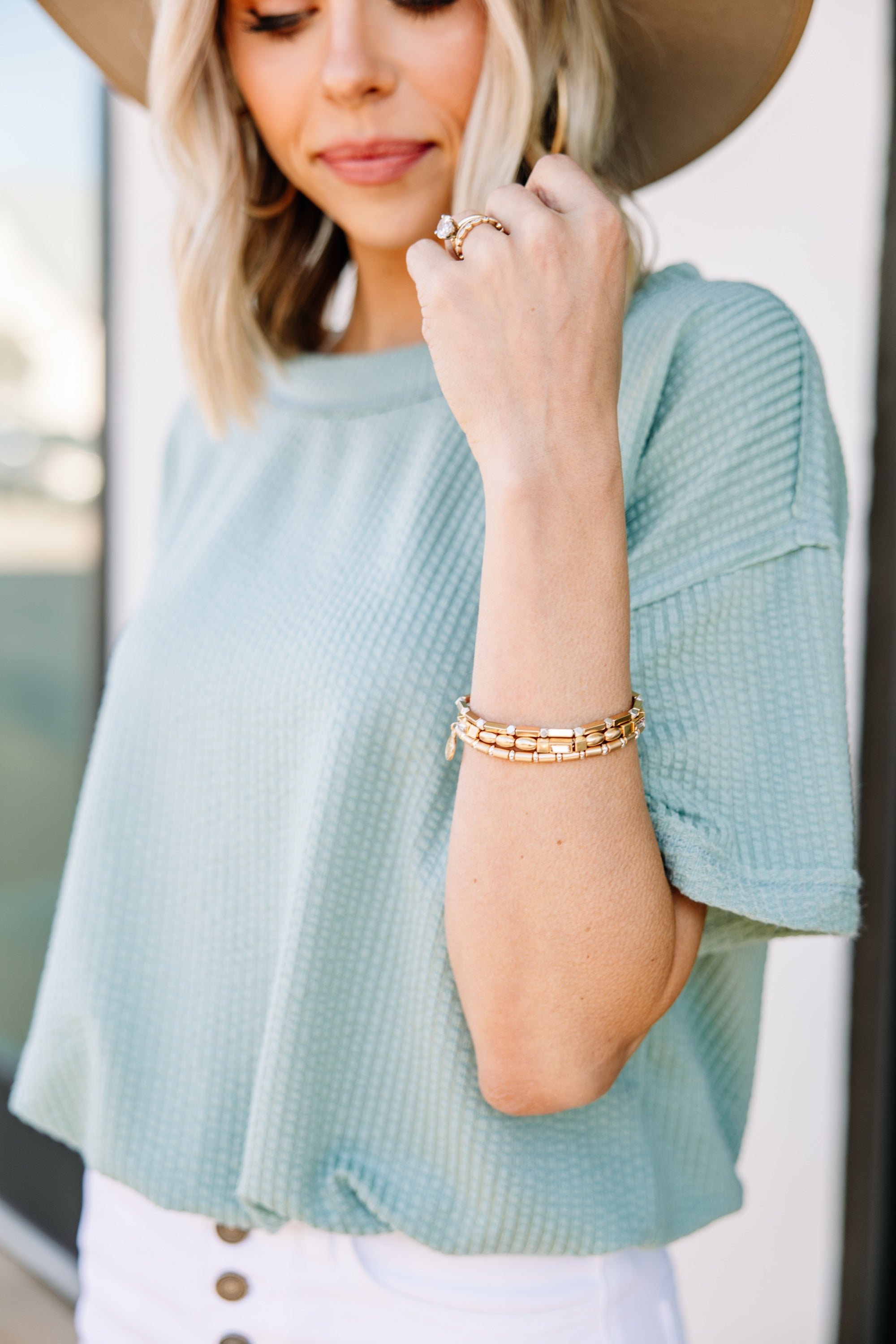 CHIRNAISHOP - Hold On To You Champagne Mixed Bead Bracelet Set