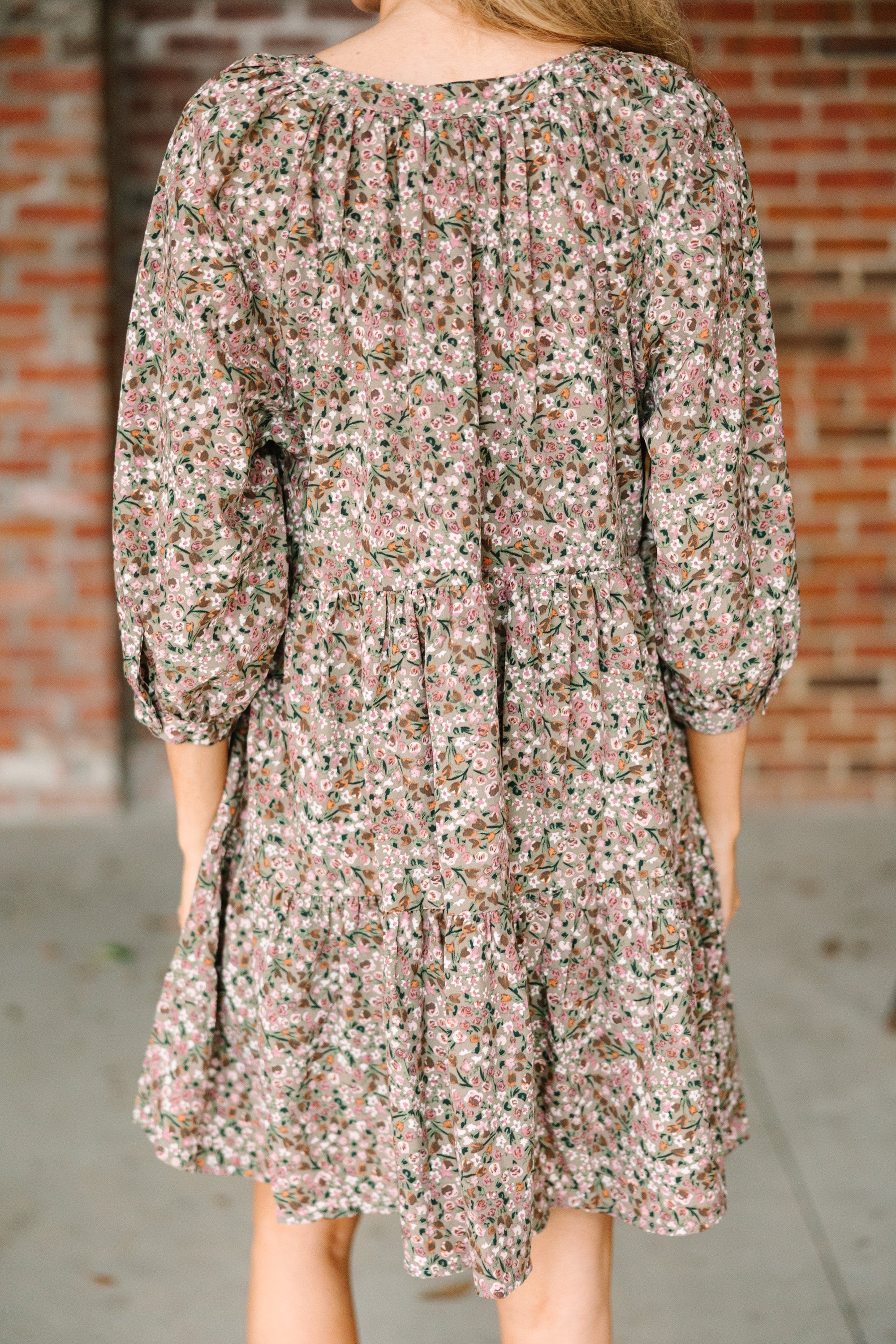 CHIRNAISHOP - Can't Be Outdone Gray Ditsy Floral Dress