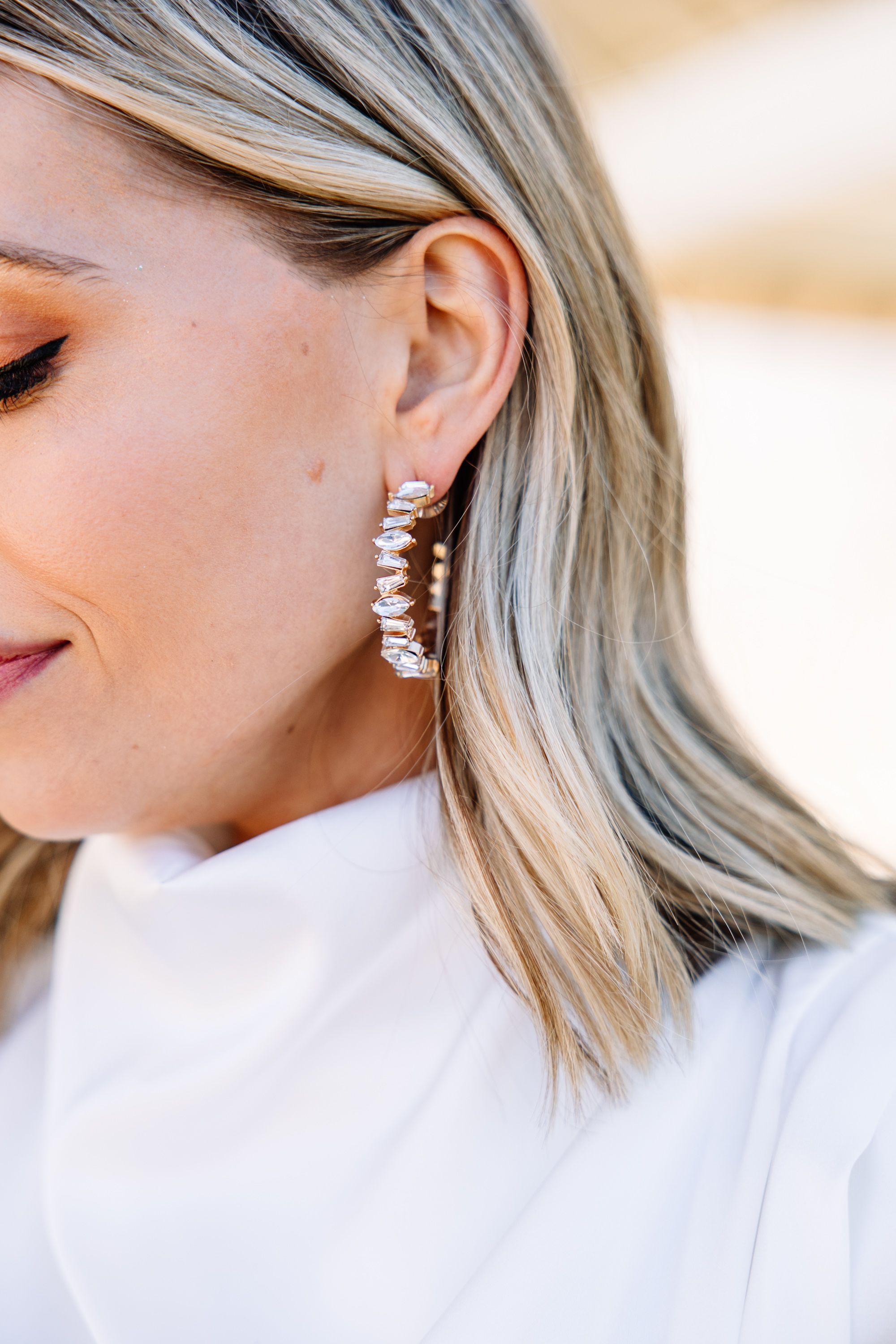 CHIRNAISHOP - On Your Own Crystal Hoop Earrings