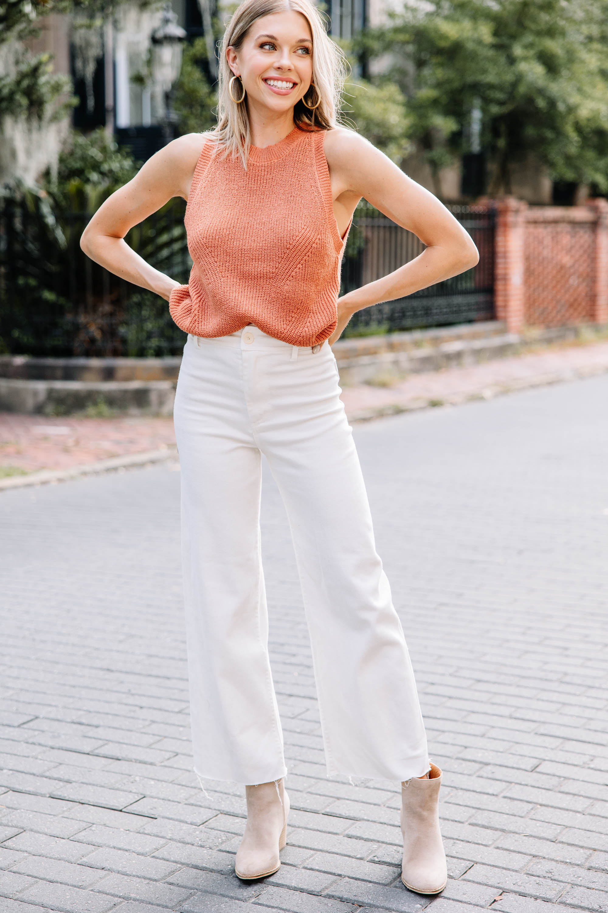 CHIRNAISHOP - Waiting On Love Sienna Orange Sweater Tank