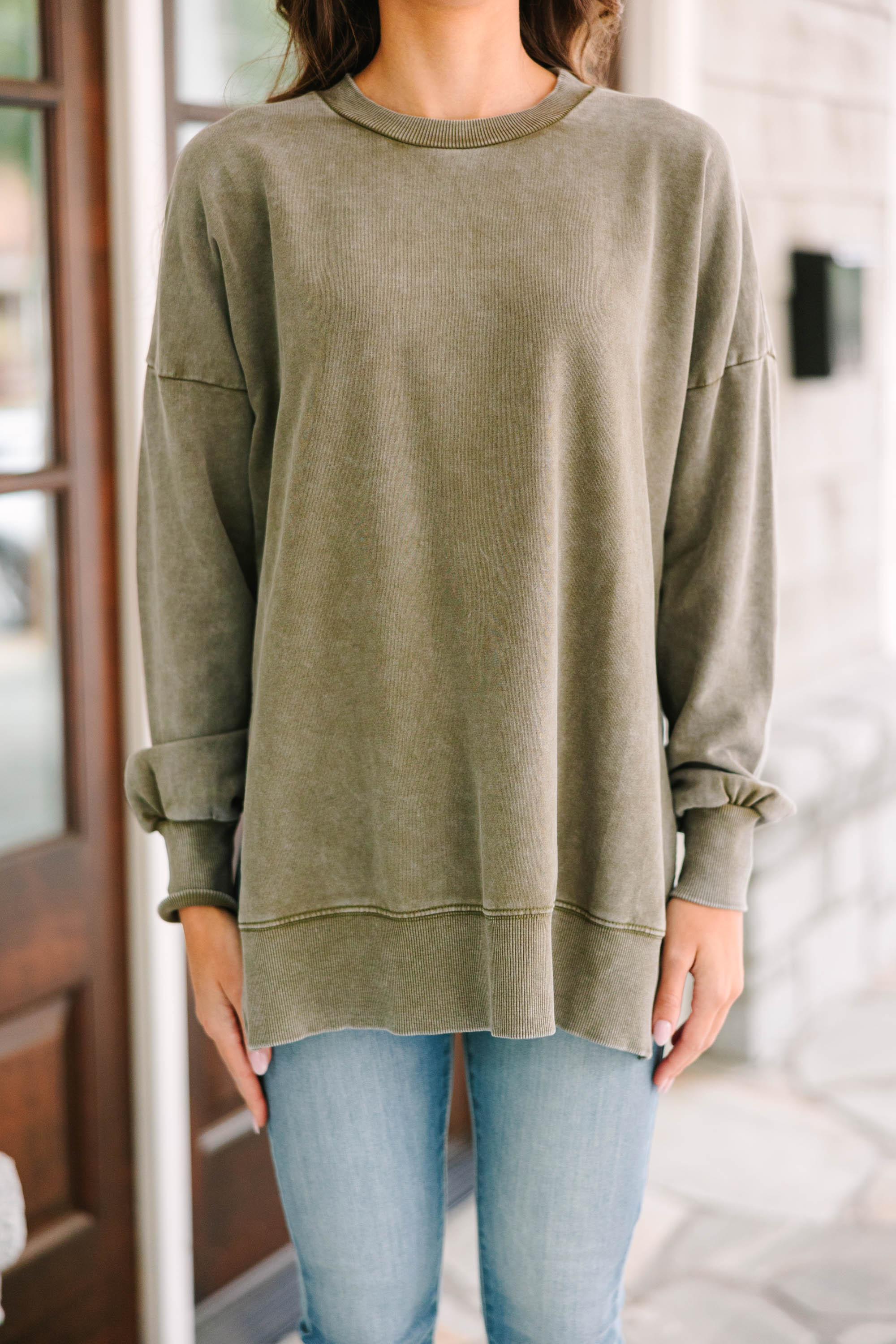 CHIRNAISHOP - The Slouchy Olive Green Pullover
