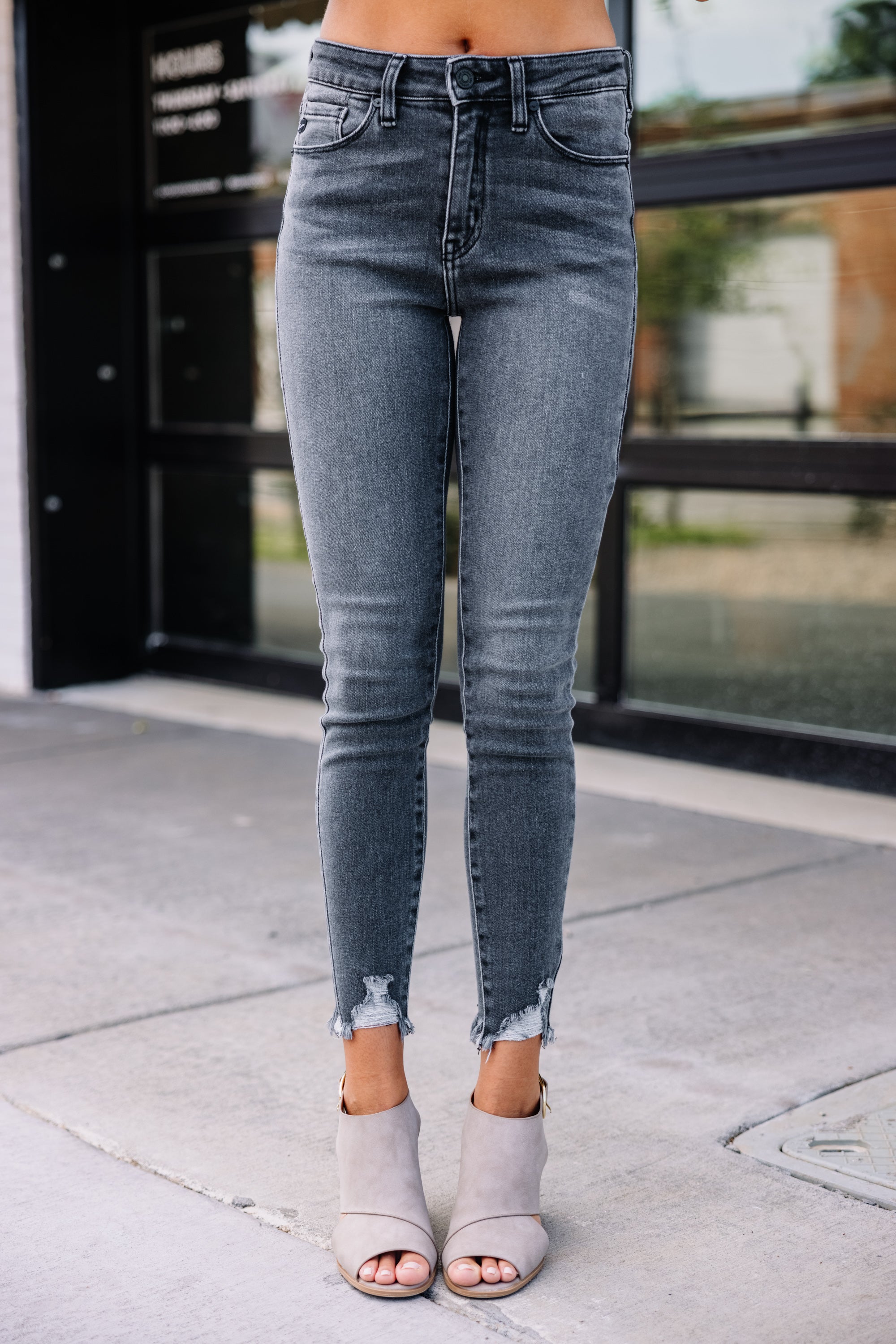 CHIRNAISHOP - KanCan: Call Me Gray High Rise Skinny Jeans
