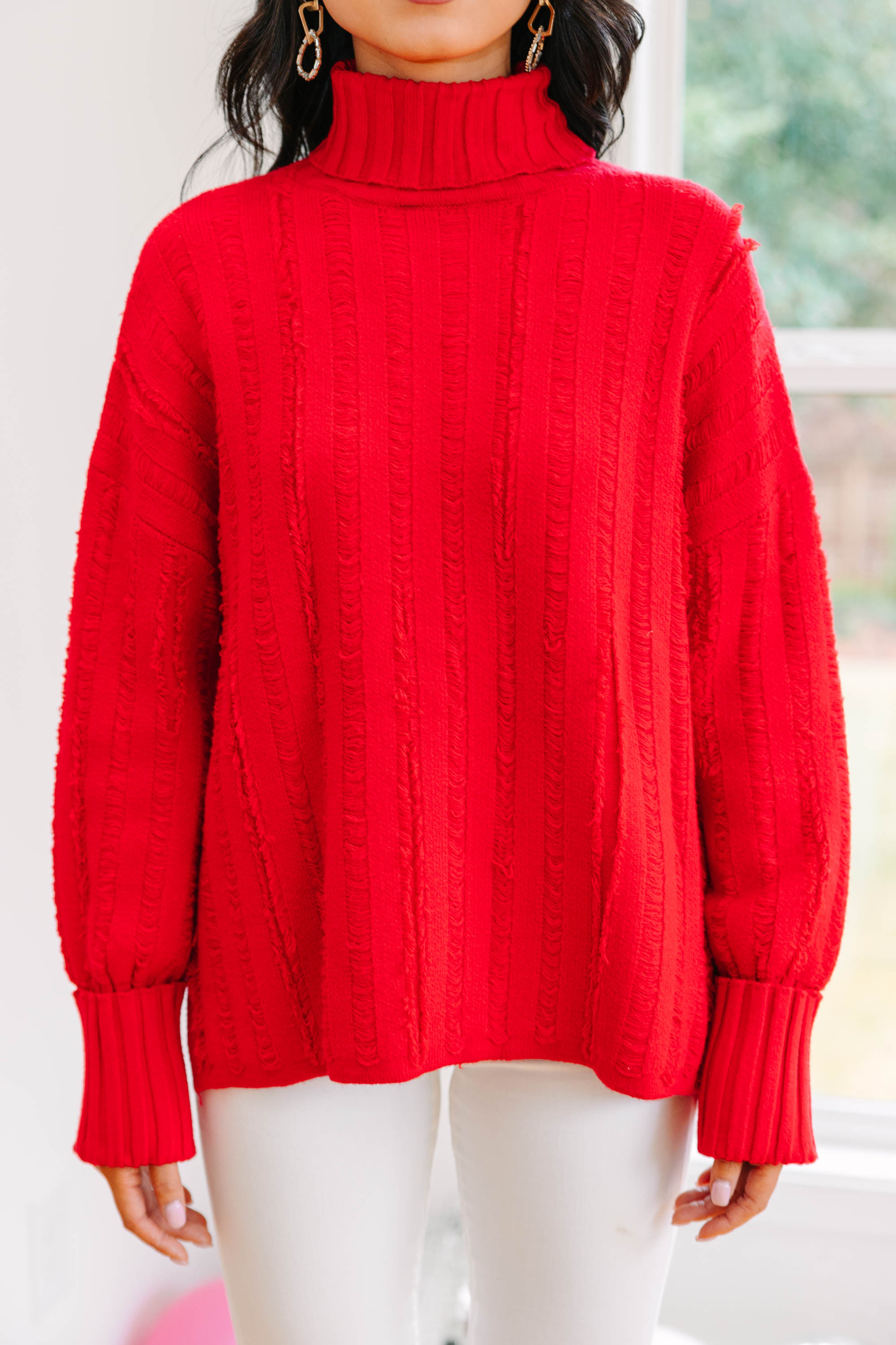 CHIRNAISHOP - Start The Conversation Red Fringe Sweater
