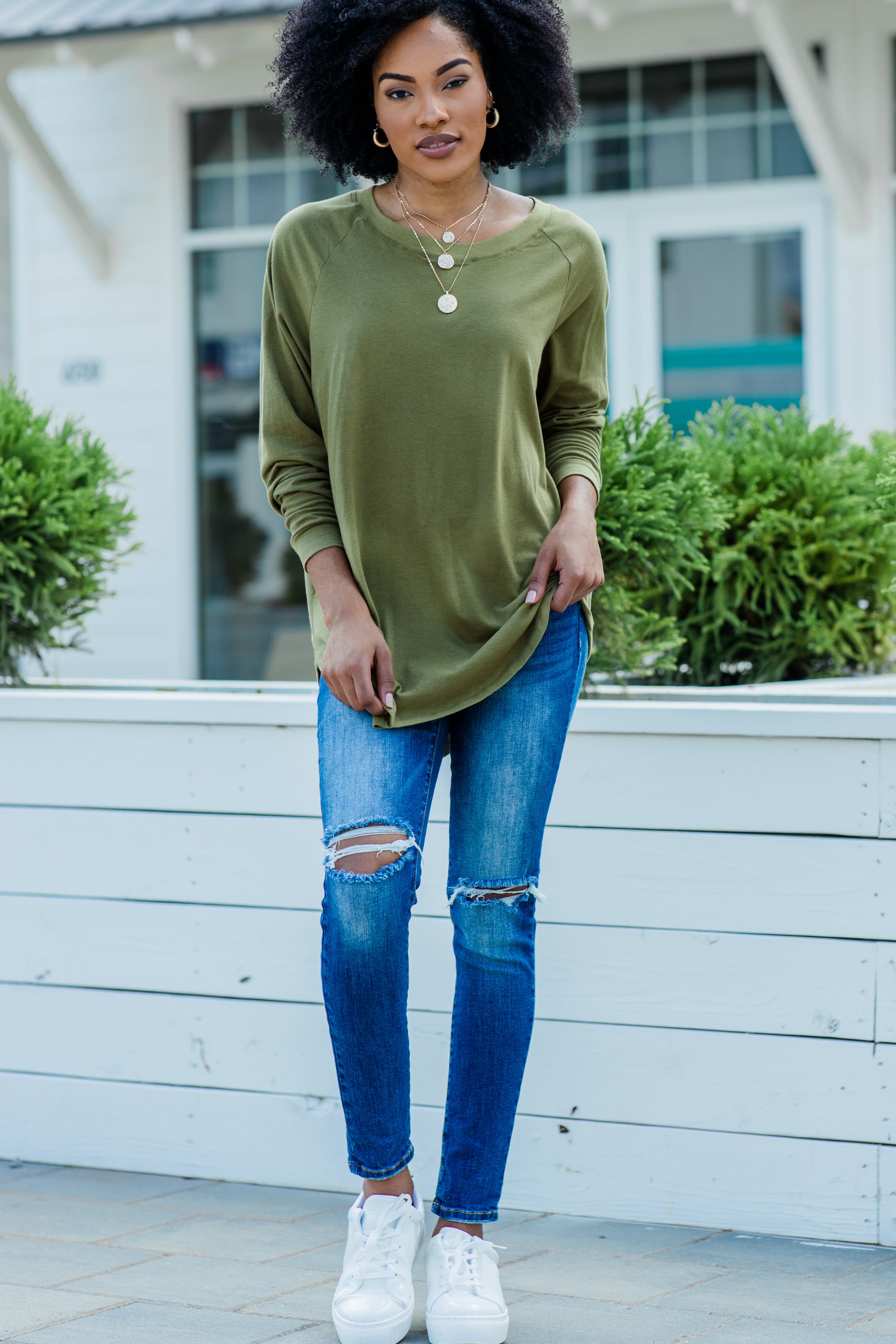 CHIRNAISHOP - Easy Like Sunday Olive Green Tunic
